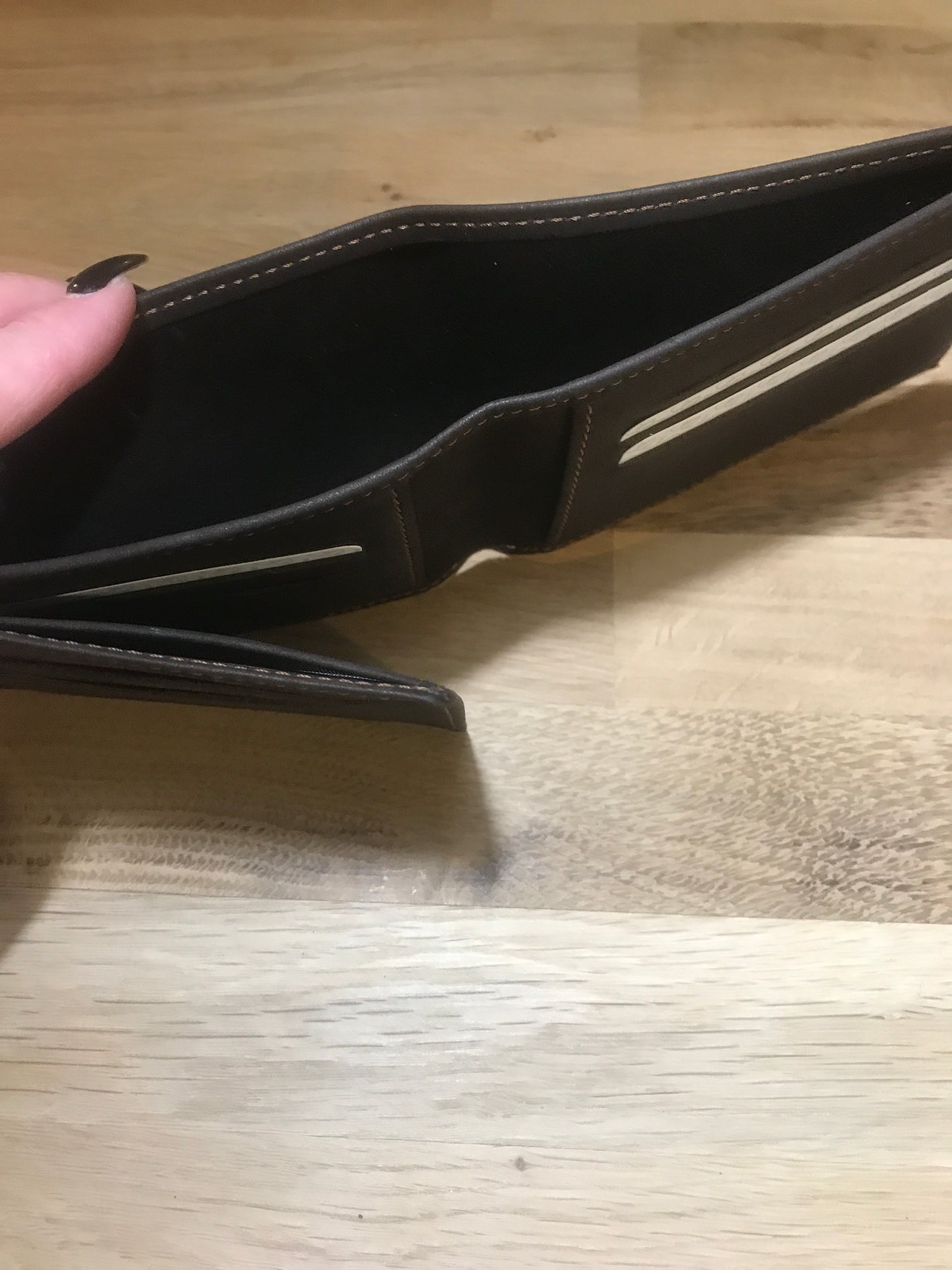 Portefeuille /Porte-cartes en cuir marron foncé ligne Oil - Etrier