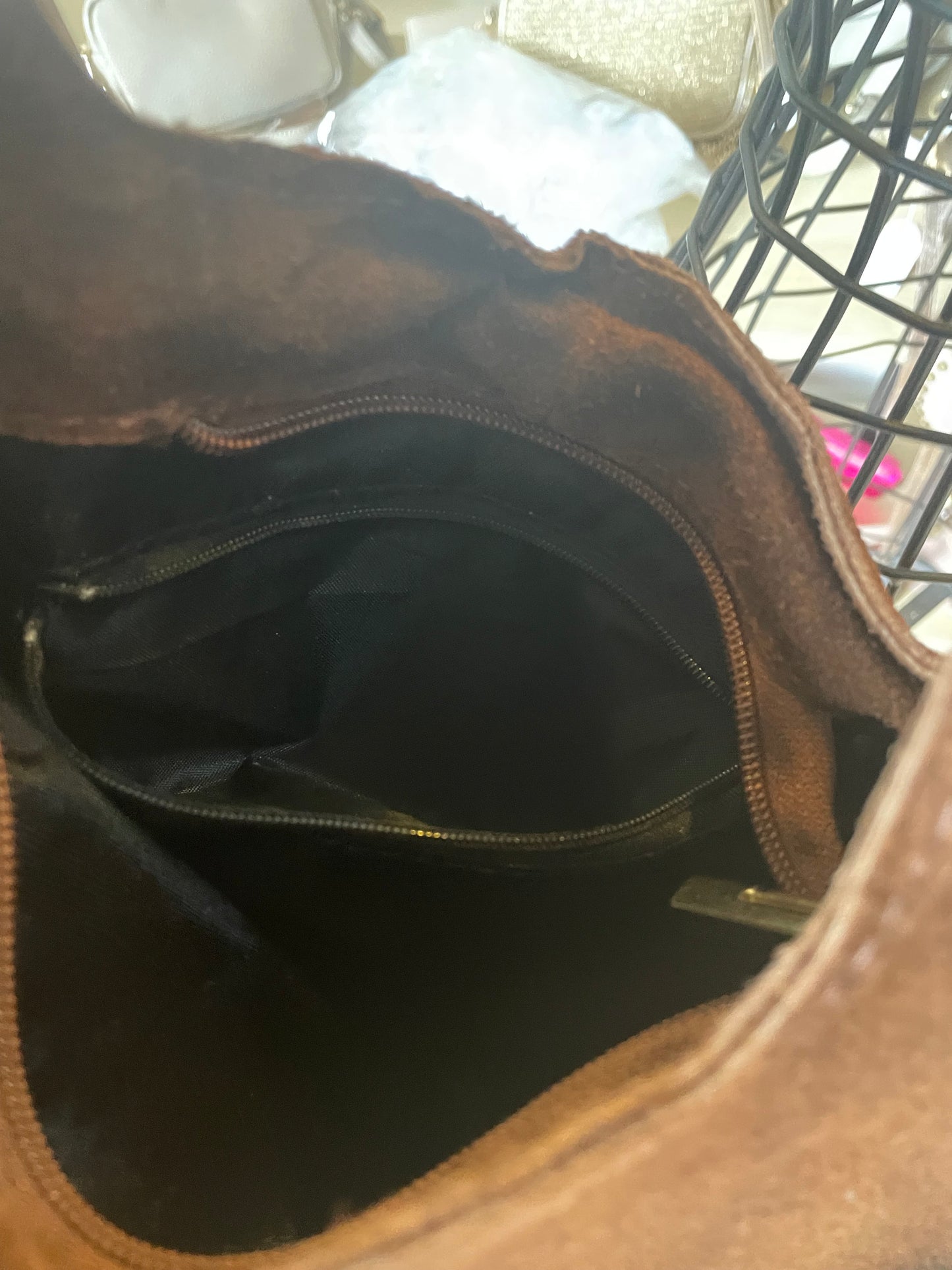 Sac Giulia en cuir suédé chocolat avec franges