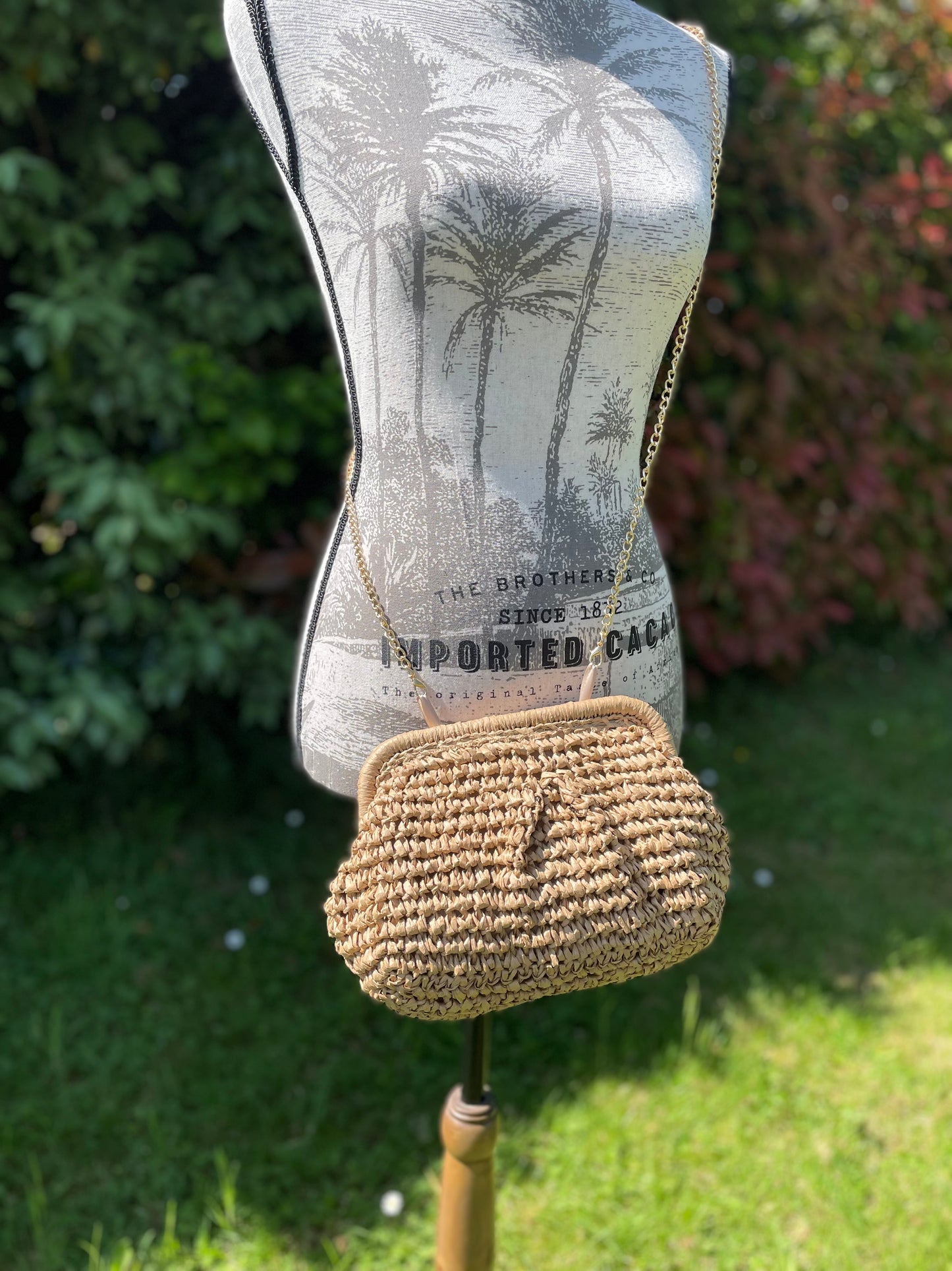 Sac/pochette ROMY Camel à bandoulière en chaîne dorée amovible