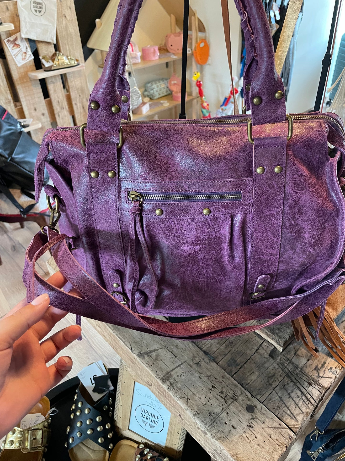 Sac Amandine violet mat grand format