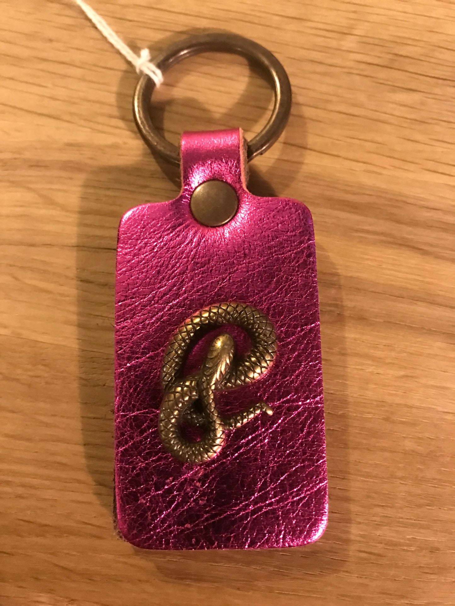 Porte clés en cuir rose irisé Yolète