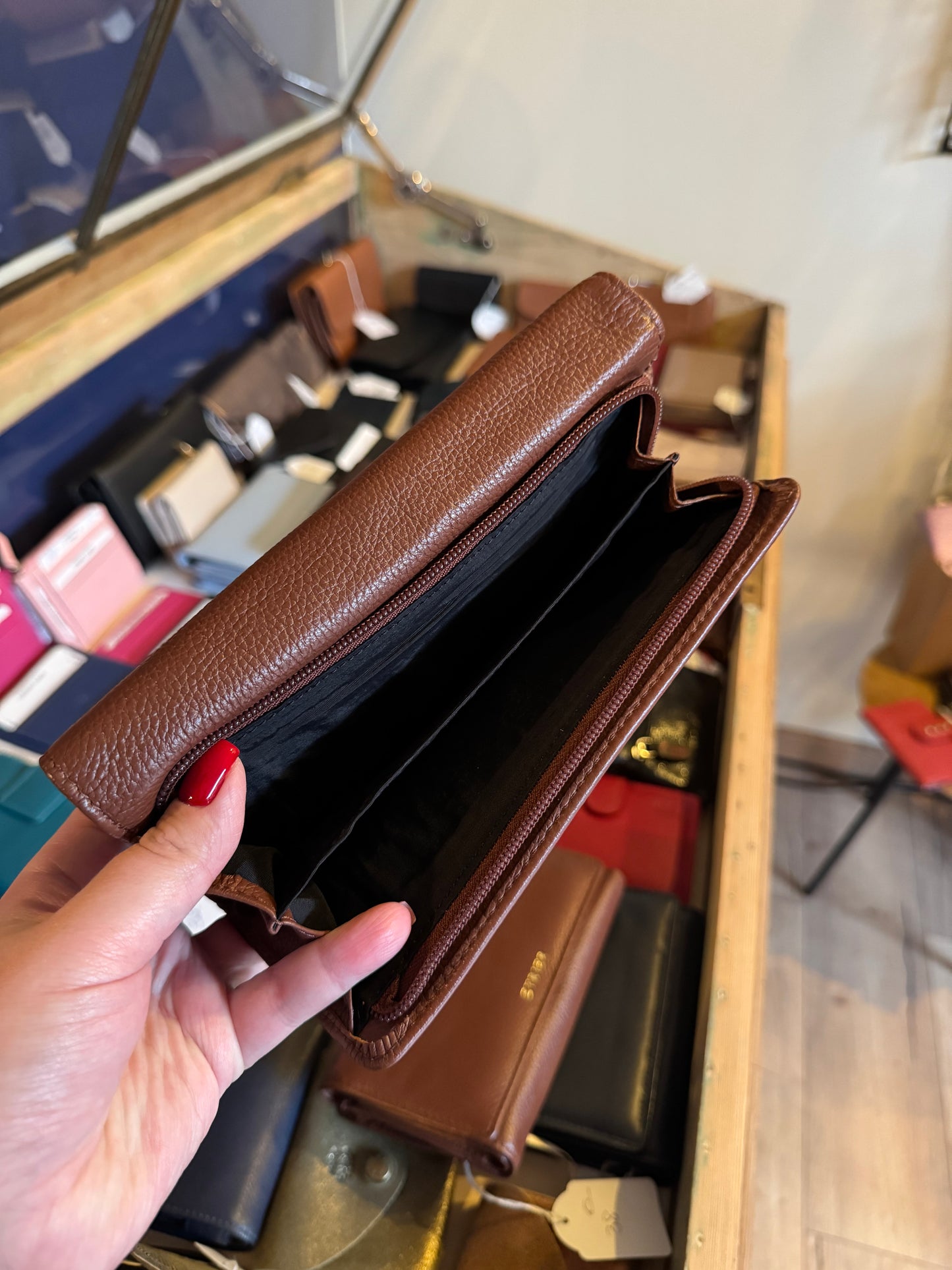 Portefeuille L Tradition cuir chataigne