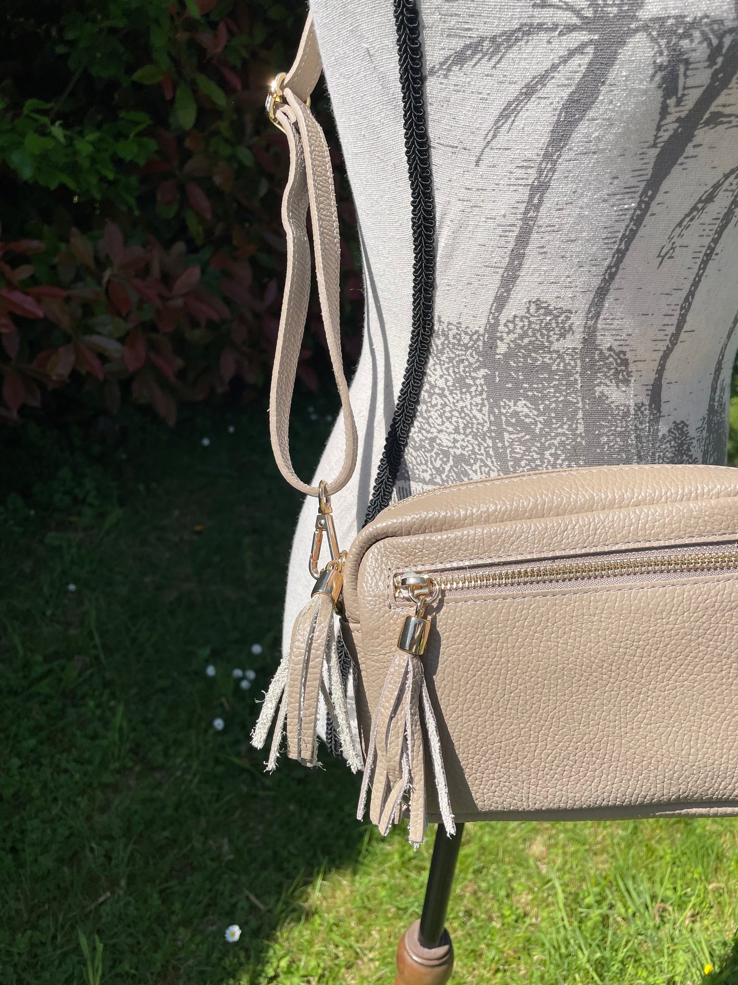 Sac SACHA en cuir grainé taupe
