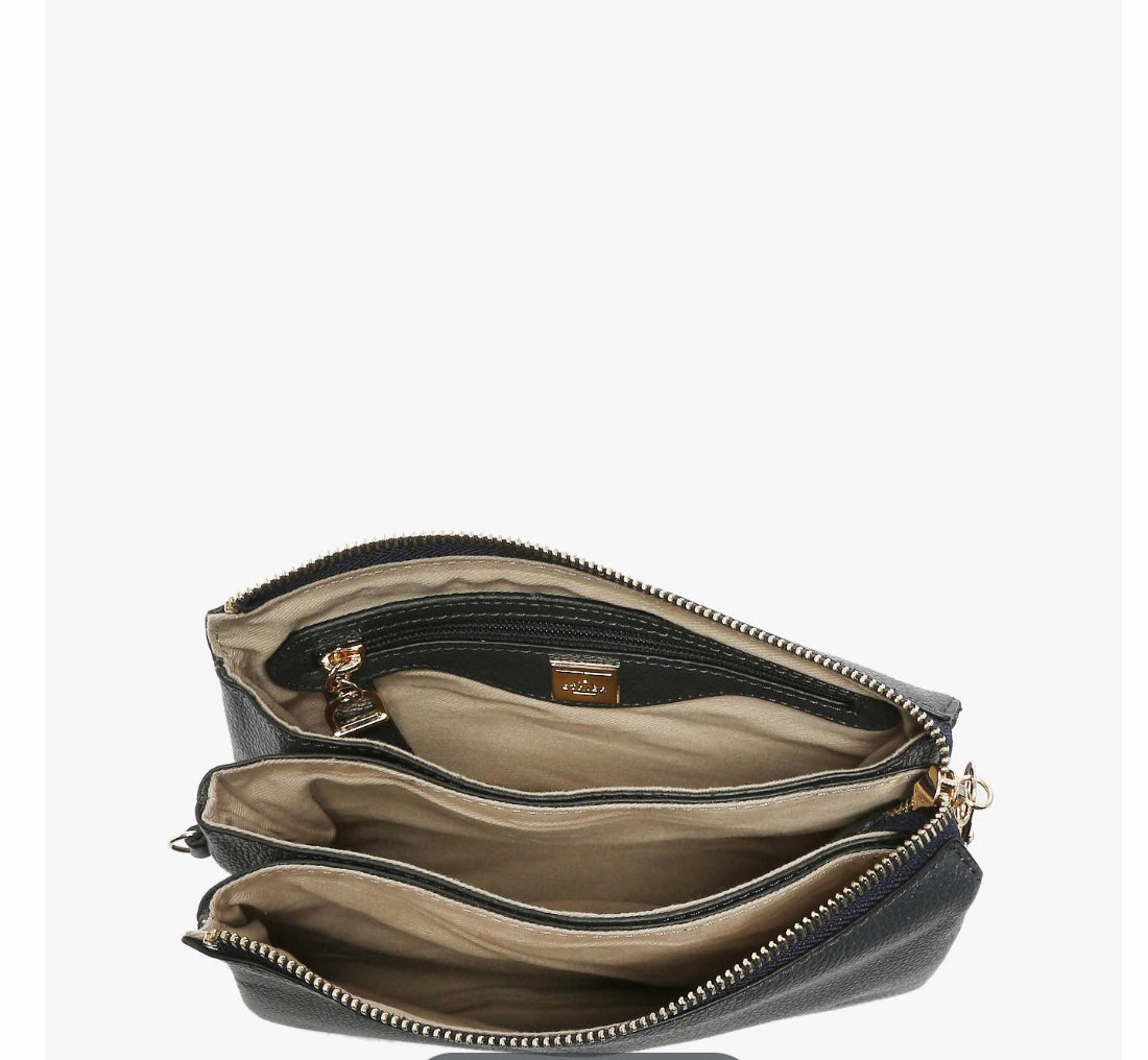 Sac bandoulière Tradition en cuir marine (3 compartiments )- ÉTRIER