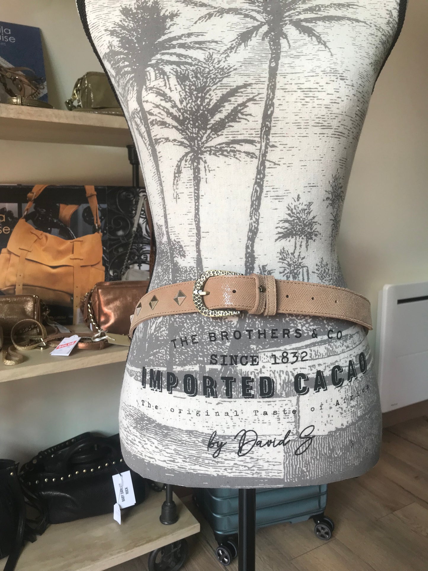 Ceinture en cuir Mila Louise Rose