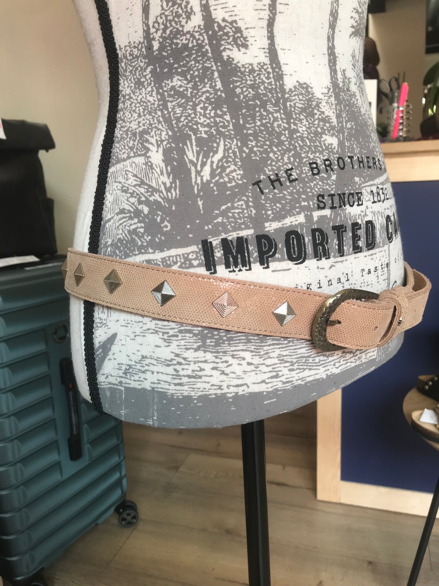 Ceinture en cuir Mila Louise Rose
