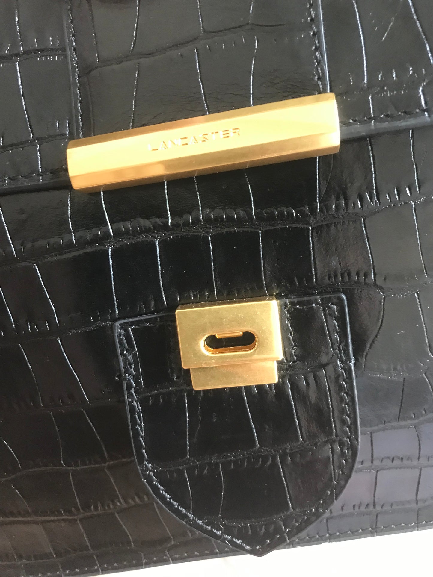 Grand sac à main Croco Ily Noir - Lancaster