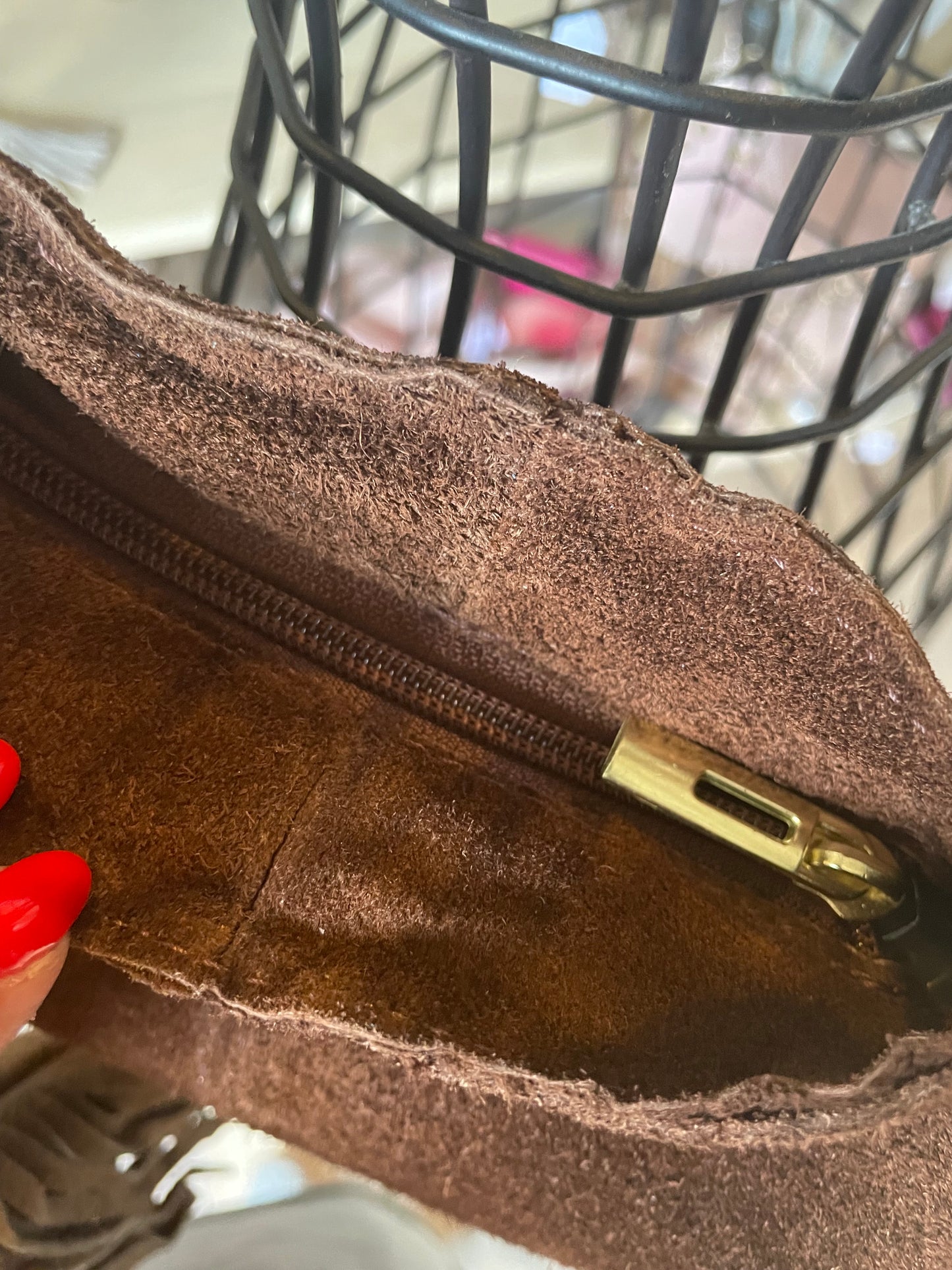 Sac Giulia en cuir suédé chocolat avec franges