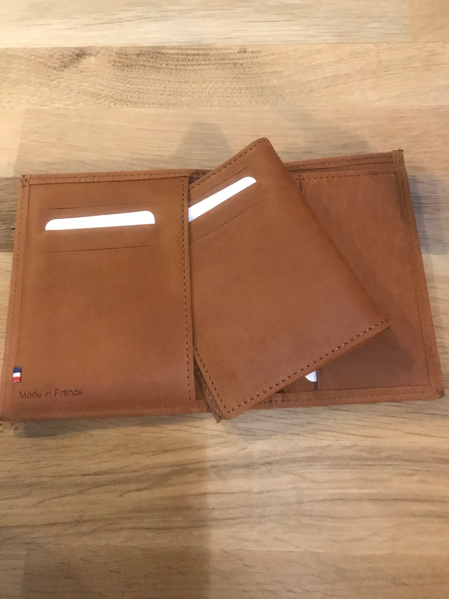Portefeuille /porte-monnaie en cuir Camel ligne Oil - Etrier