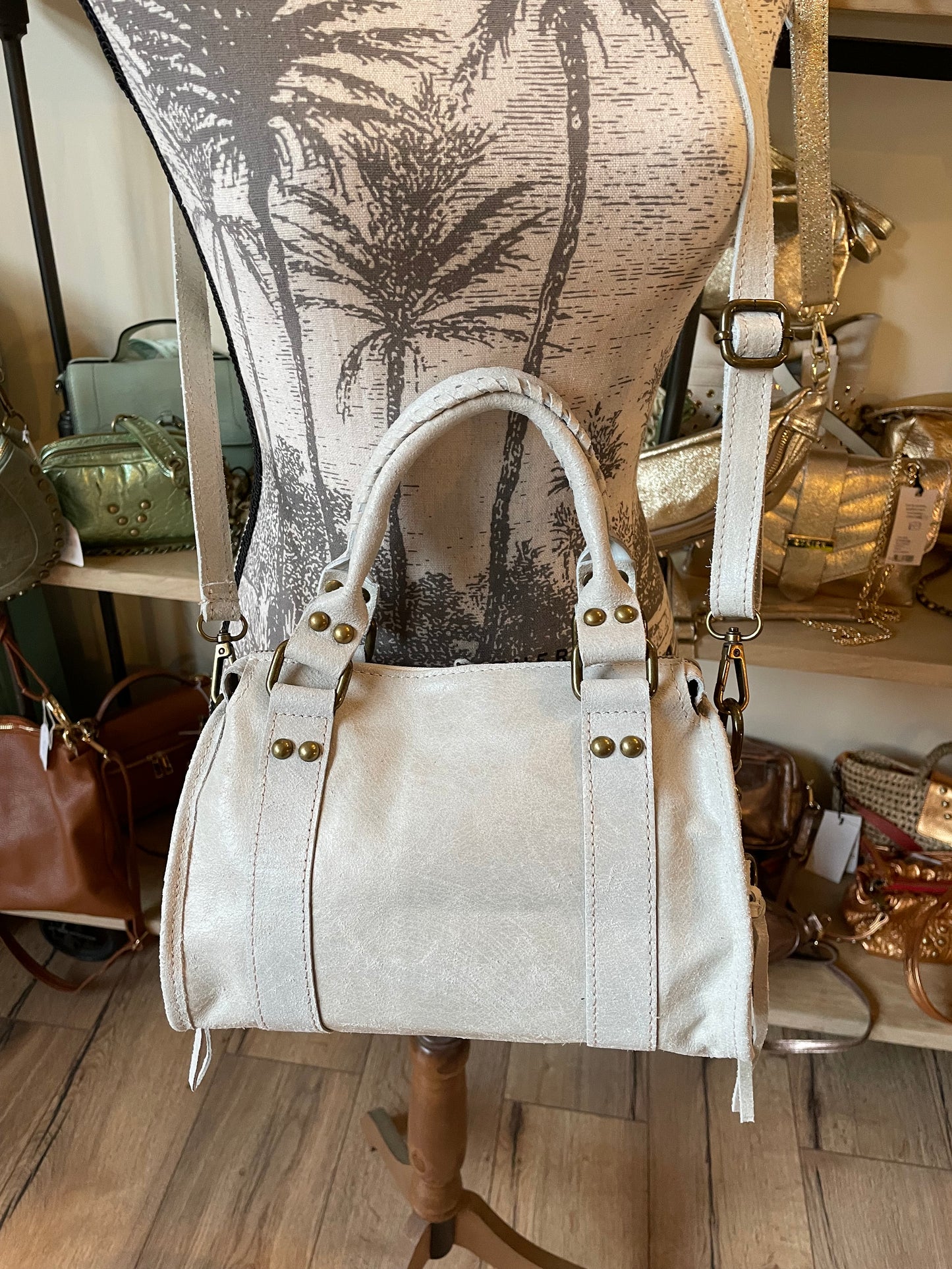 Sac Amandine mini en cuir mat - Ecru