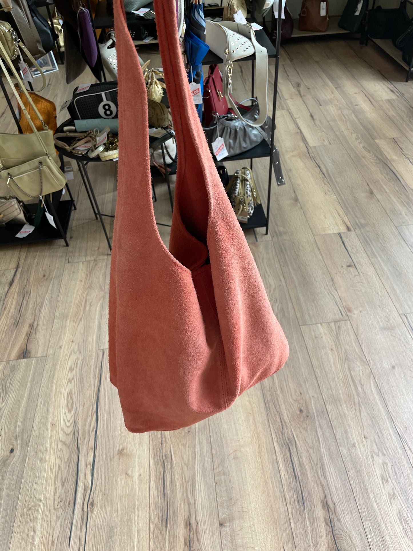 Sac fourre tout en daim corail