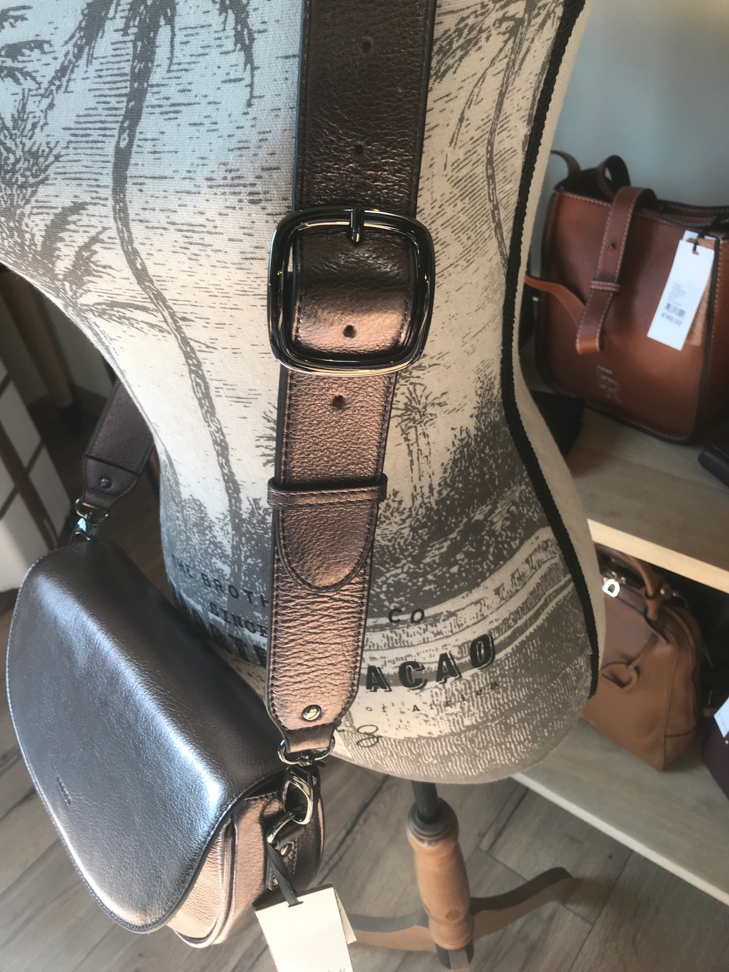 Sac bandoulière ligne Émeraude bronze irisé - Étrier -