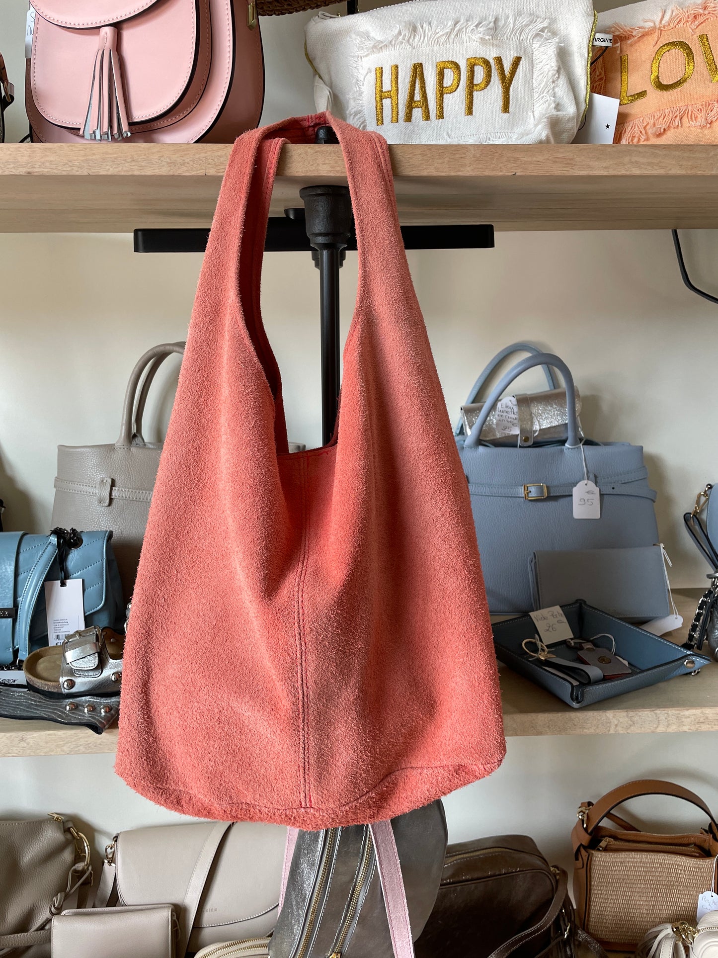 Sac fourre tout en daim corail