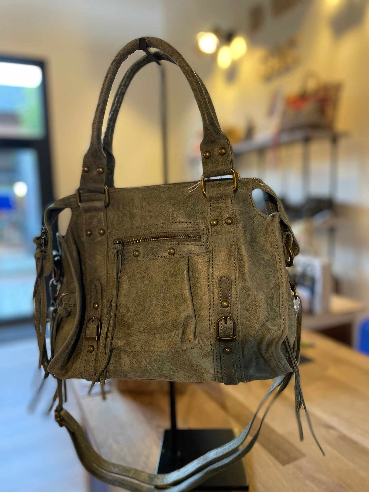Sac Amandine vert mat moyen