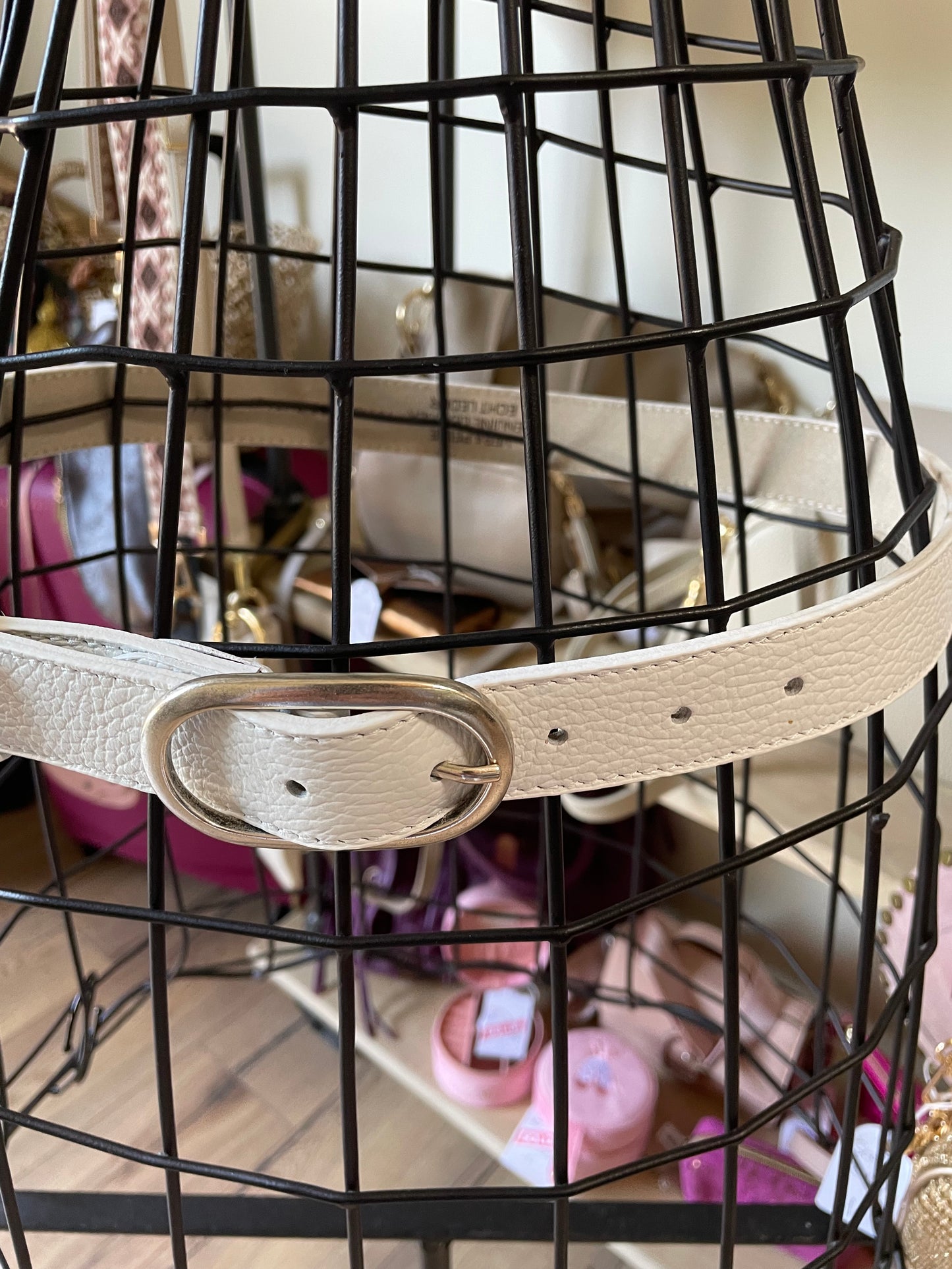 Ceinture Milena en cuir grainé blanc
