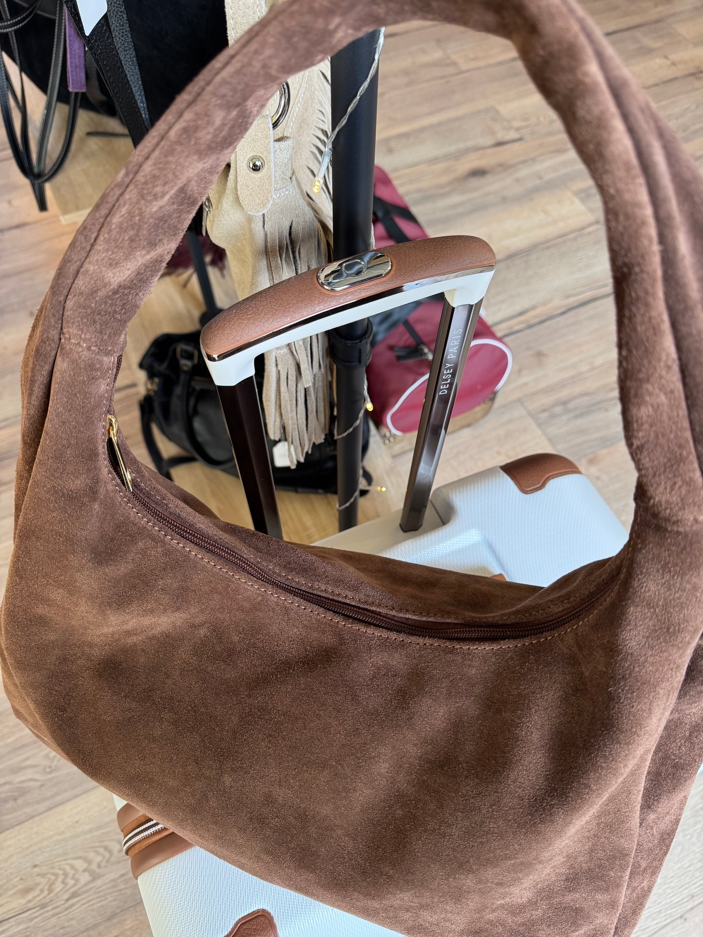 Sac Gaston en daim coloris marron