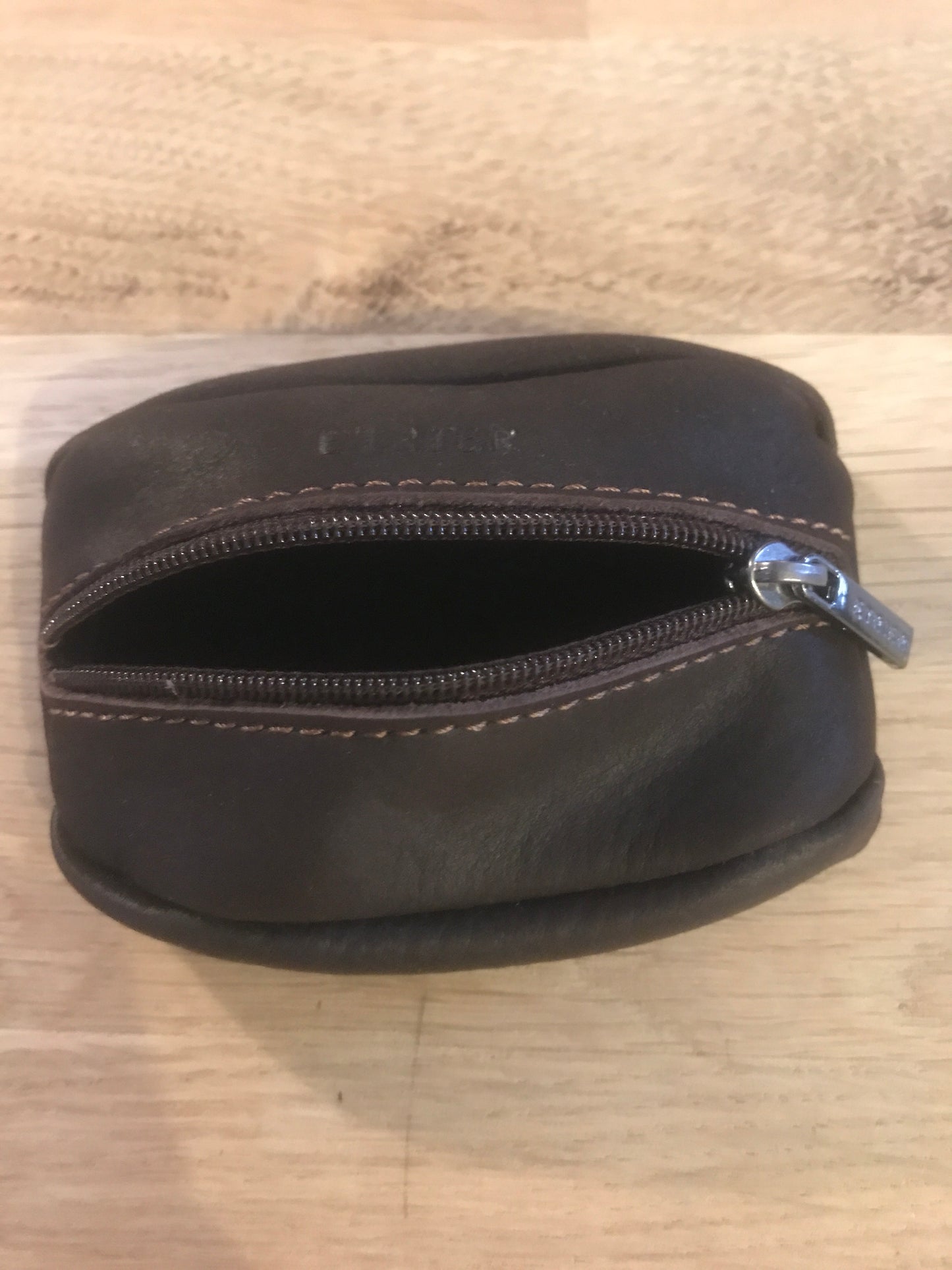Porte-monnaie en cuir marron foncé ligne Oil- Étrier