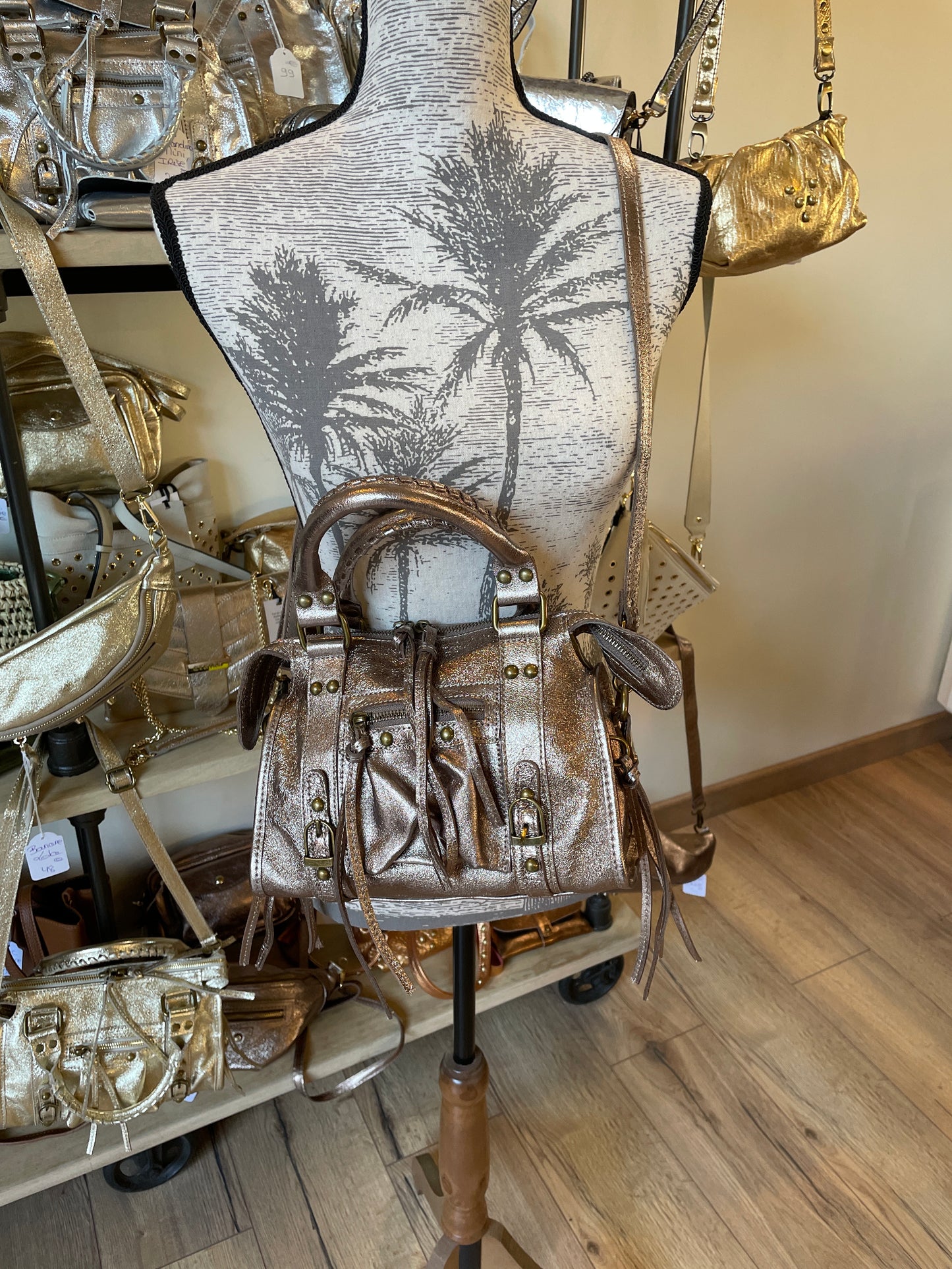 Sac Amandine mini en cuir irisé - Bronze