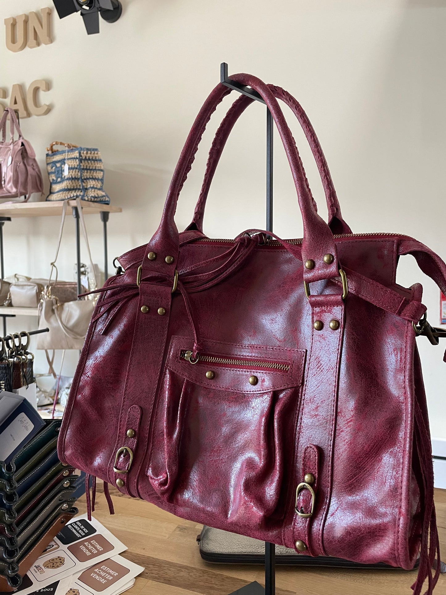Sac Amandine bordeaux mat grand format
