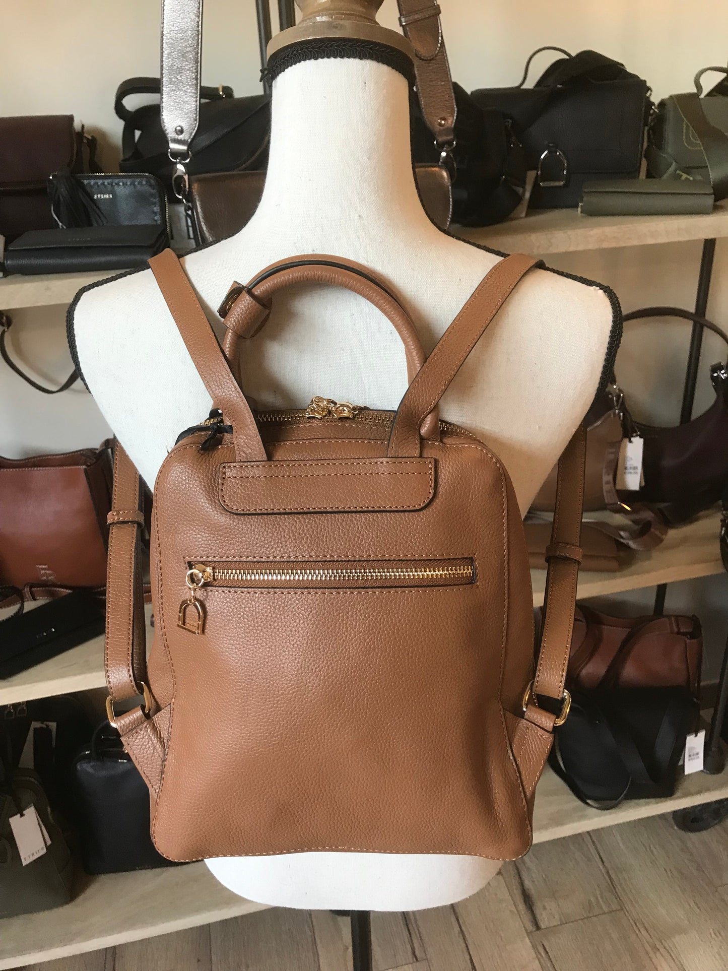 Sac à dos Tradition cuir camel (Étrier)