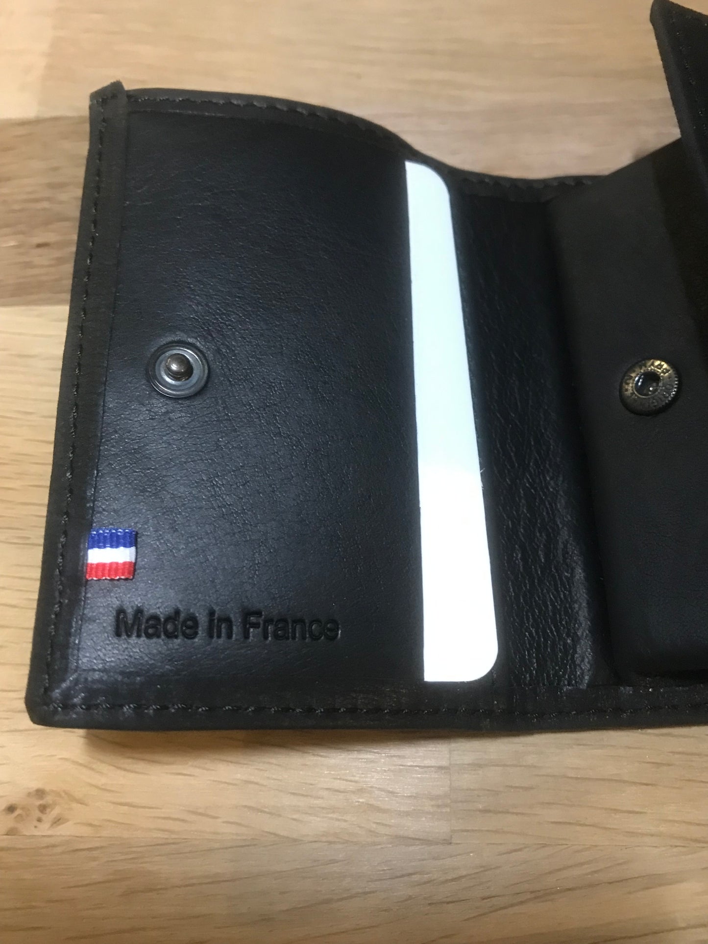 Porte-monnaie en cuir noir Ligne Oil - Etrier