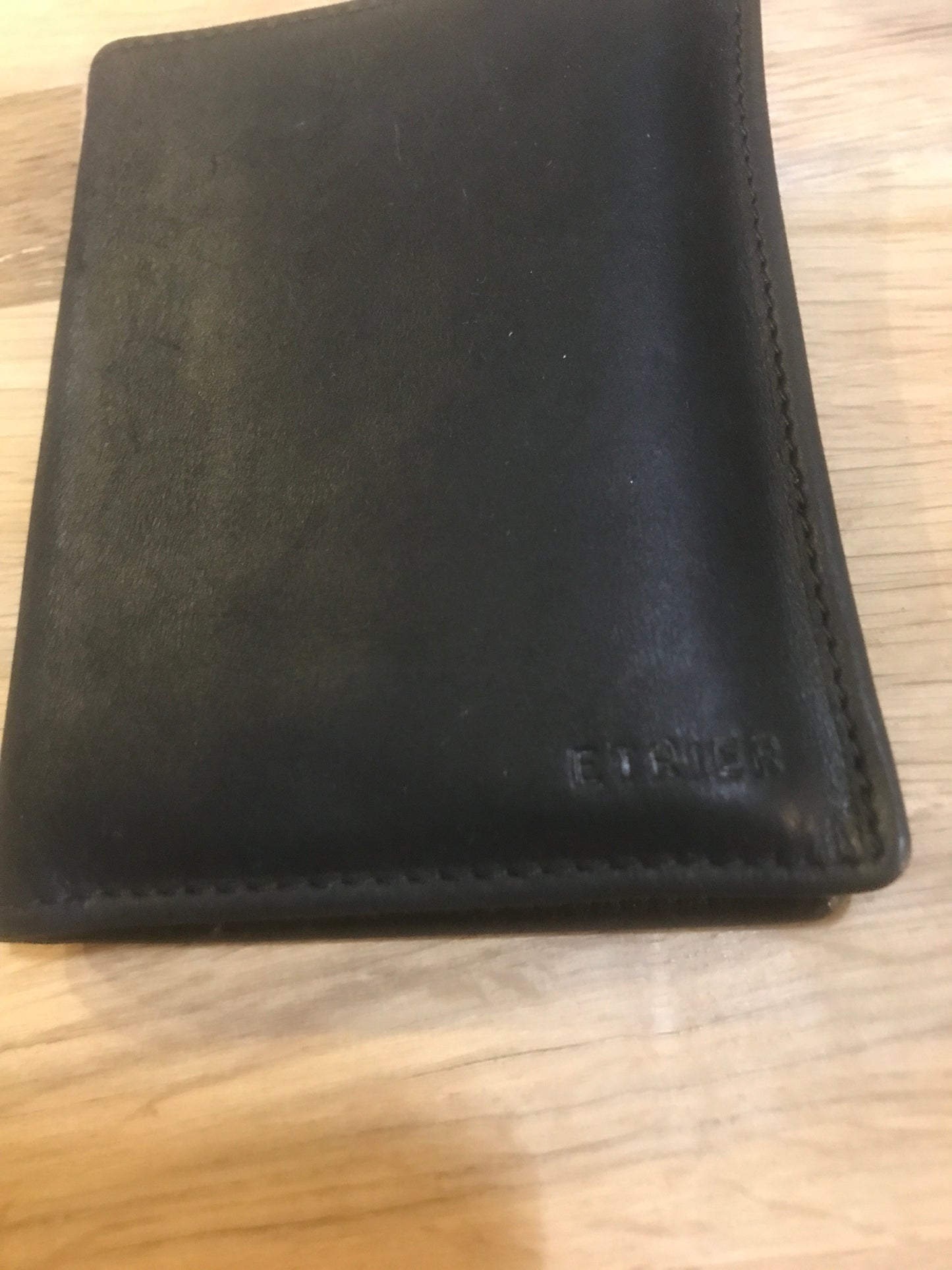 Portefeuille /Porte-monnaie en cuir Oil noir - Étrier