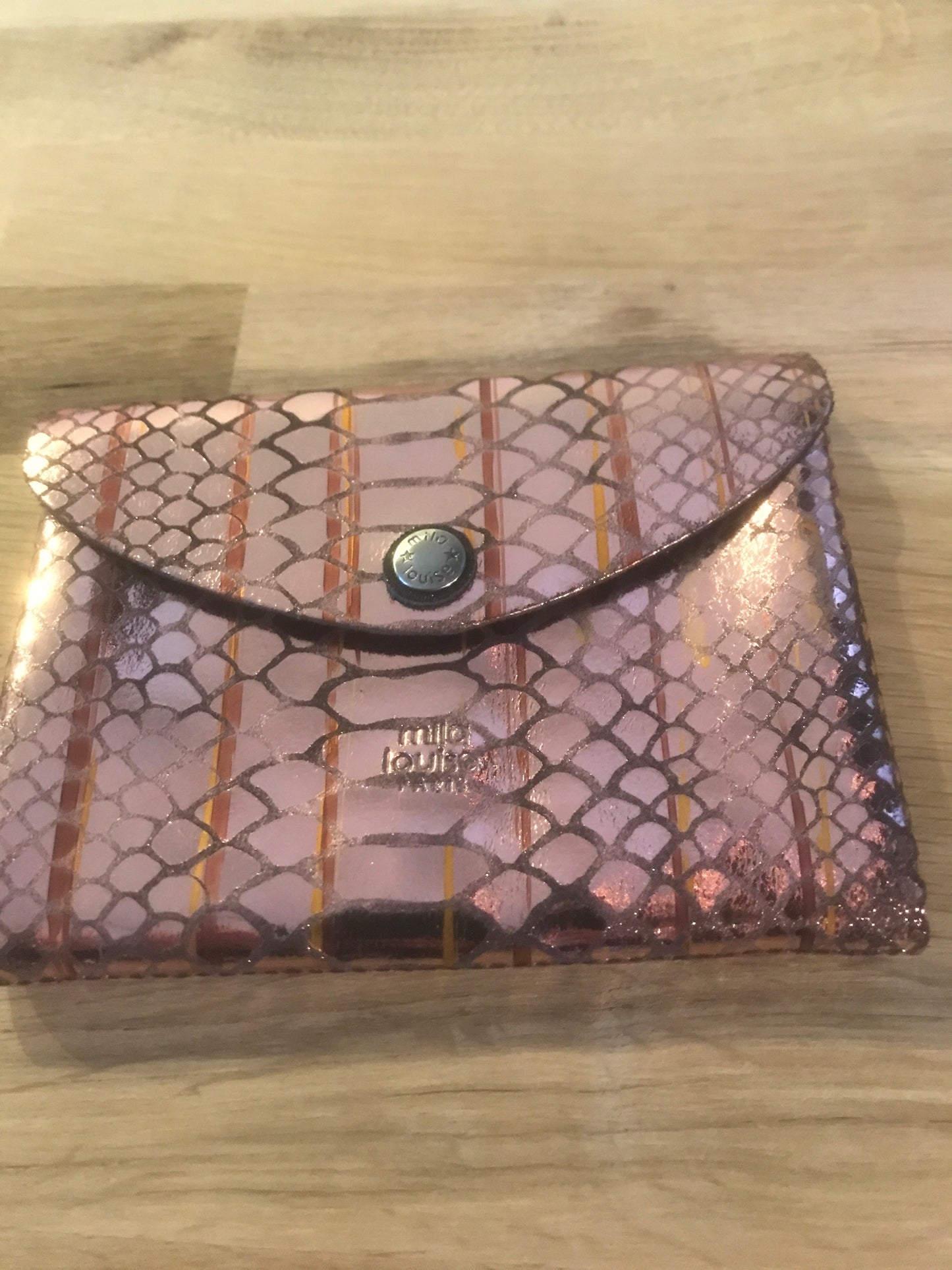 Porte papiers en cuir Monyl K Chataigne Rose mordoré / Mila Louise