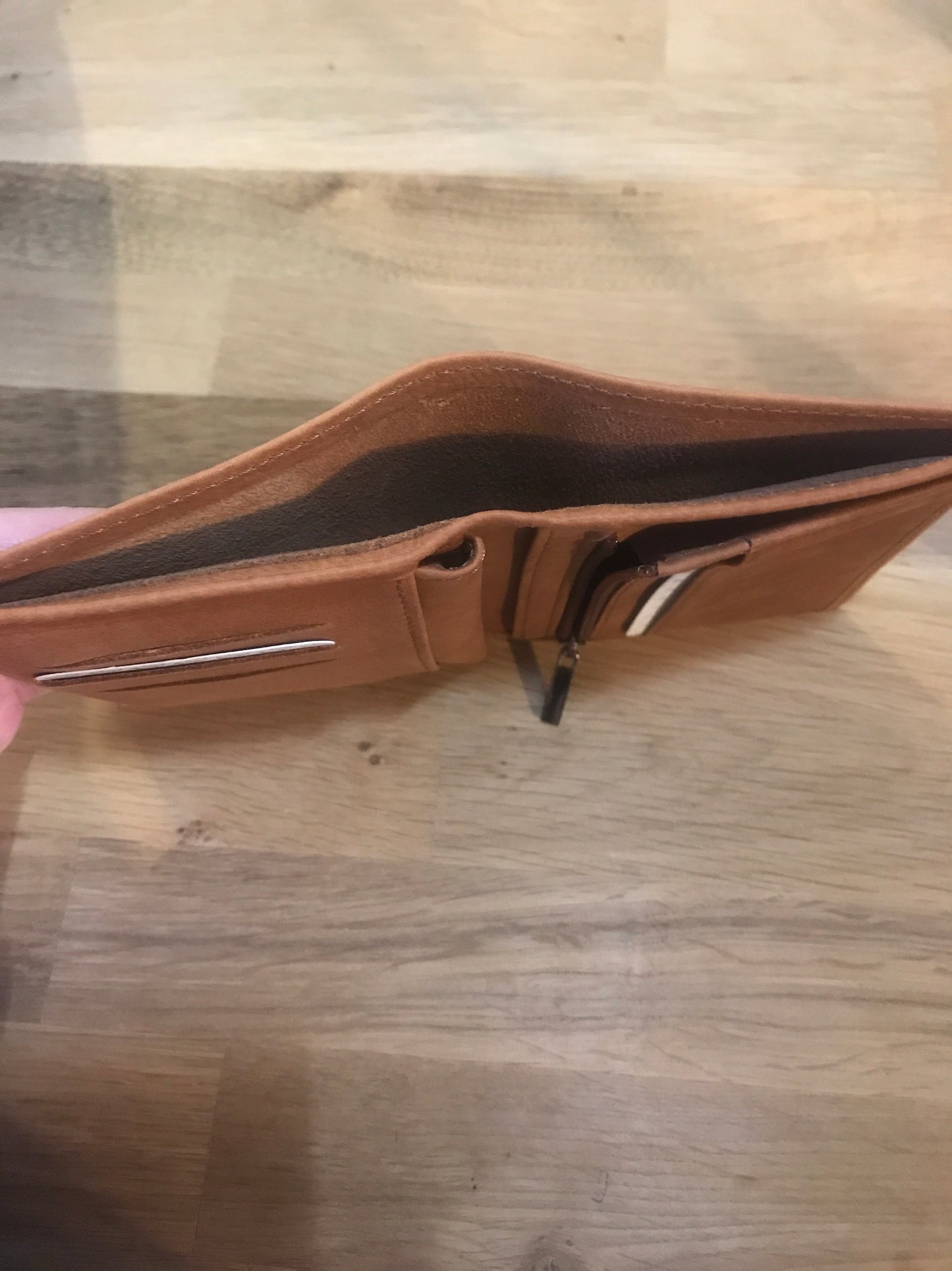 Portefeuille /porte-monnaie en cuir Camel ligne Oil - Etrier