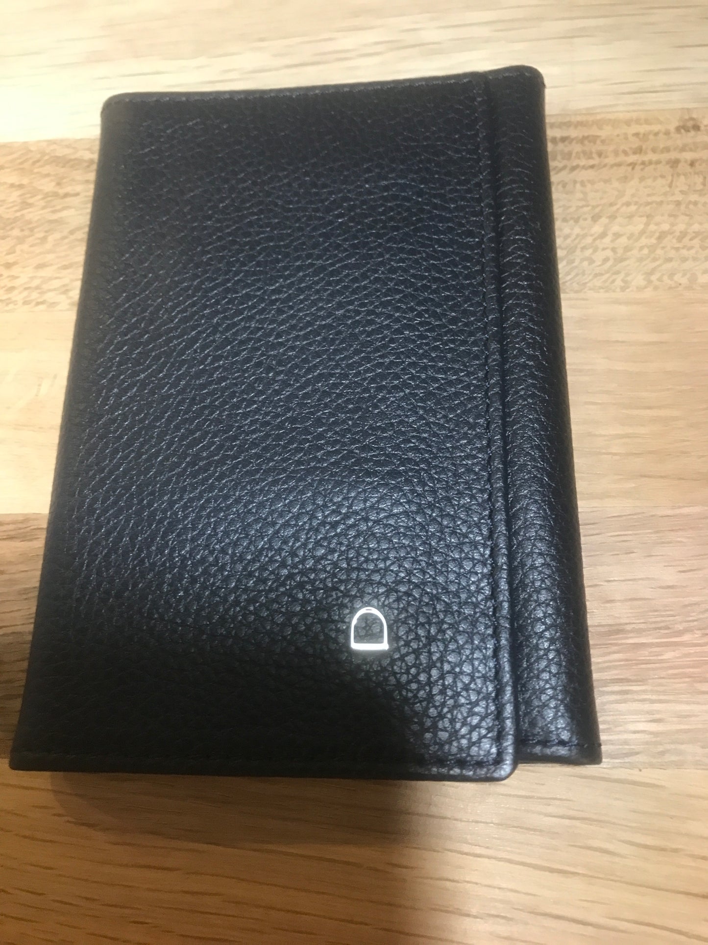 Porte-papiers/porte-cartes en cuir marine ligne Madras - Étrier