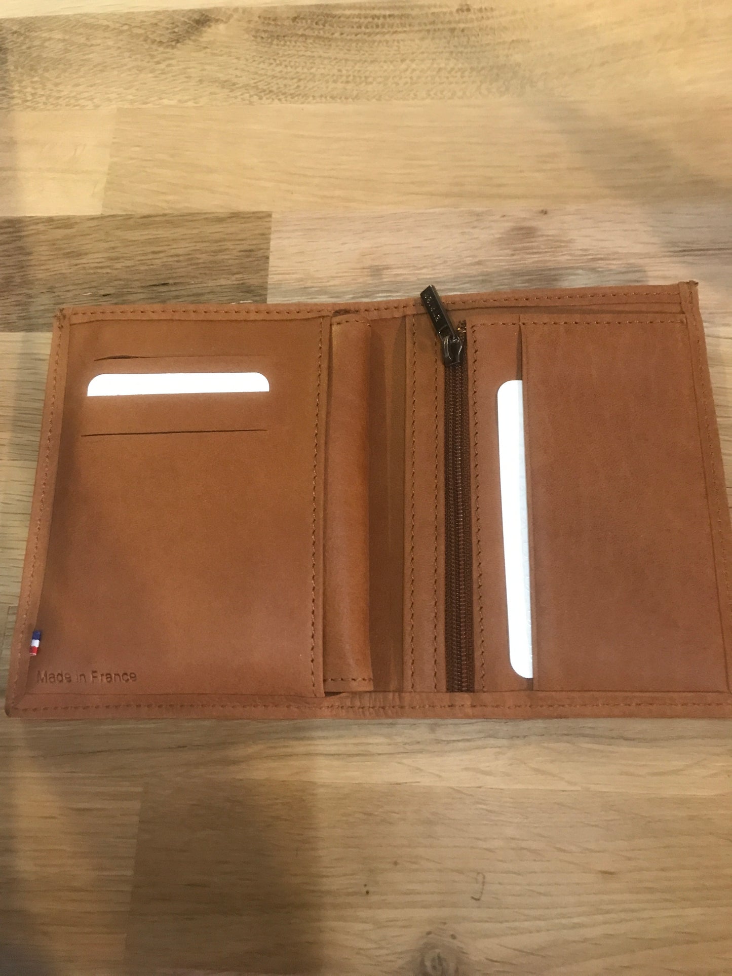 Portefeuille /porte-monnaie en cuir Camel ligne Oil - Etrier