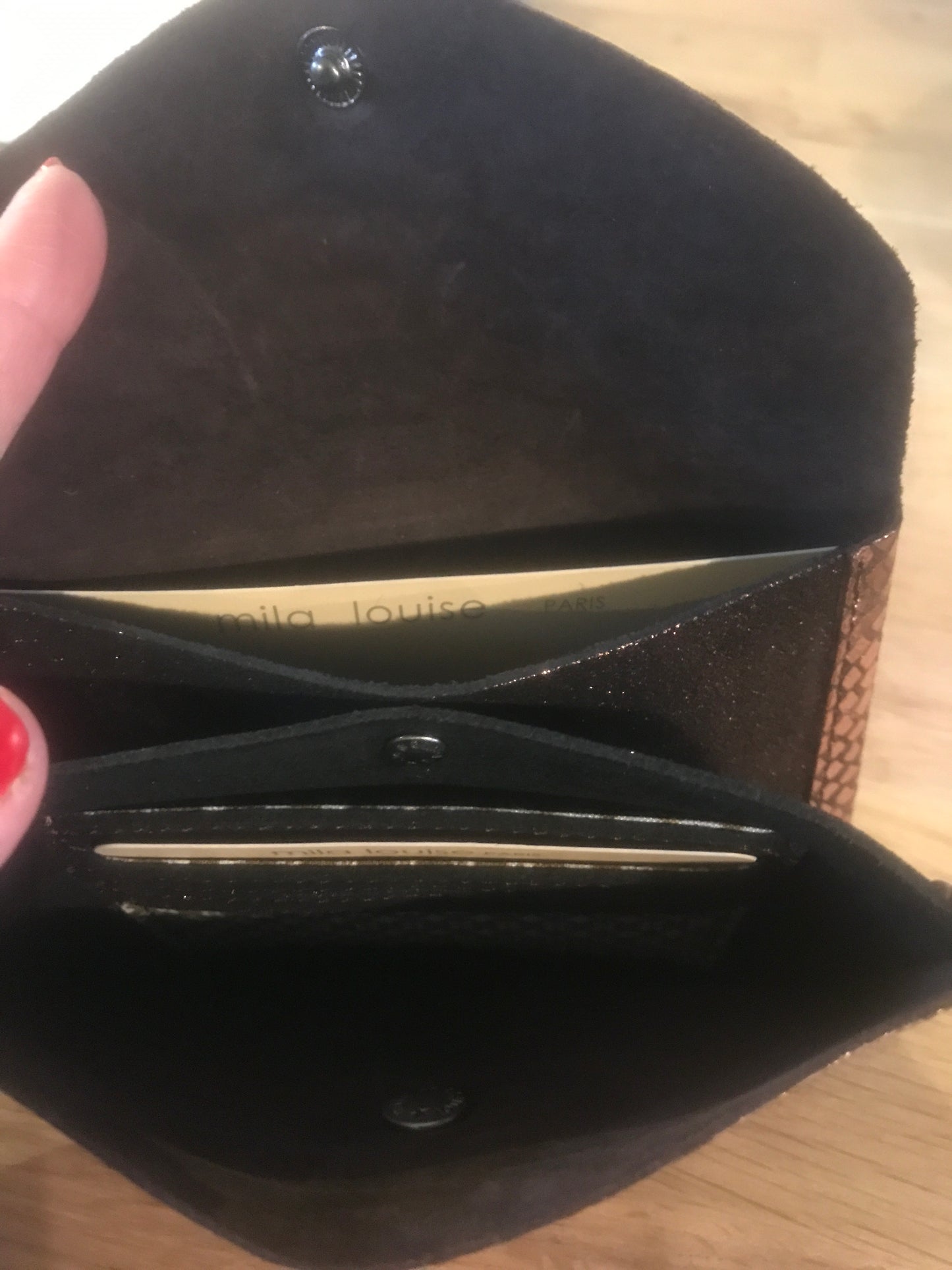 Porte papiers en cuir Monyl K Chataigne Rose mordoré / Mila Louise