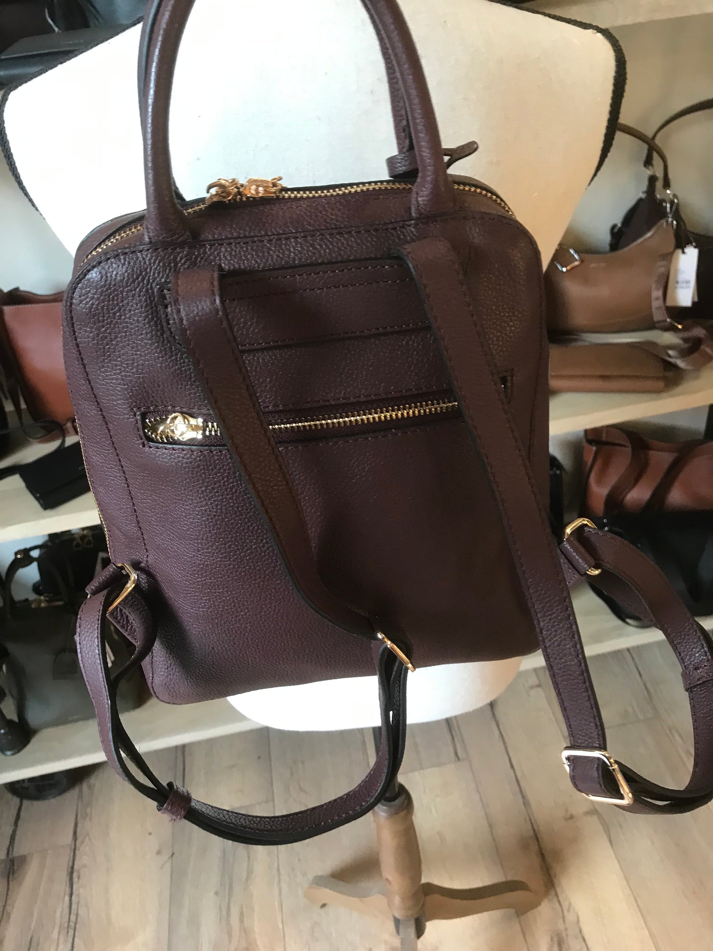 Sac à dos Tradition cuir Prune (Étrier)
