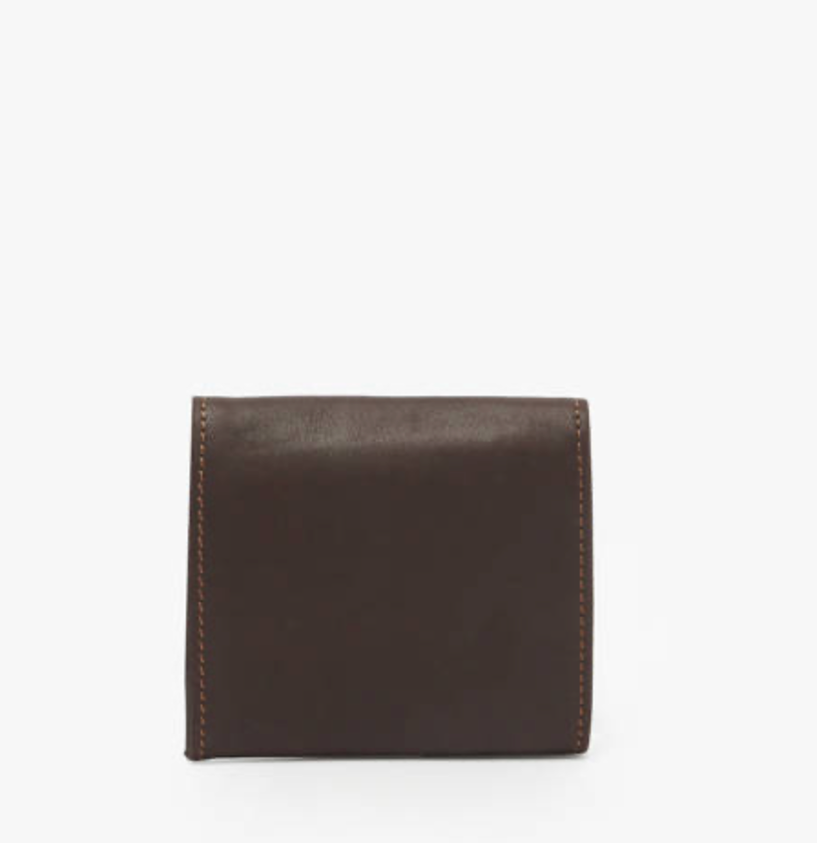 Porte-monnaie en cuir marron foncé /ligne Oil - Étrier