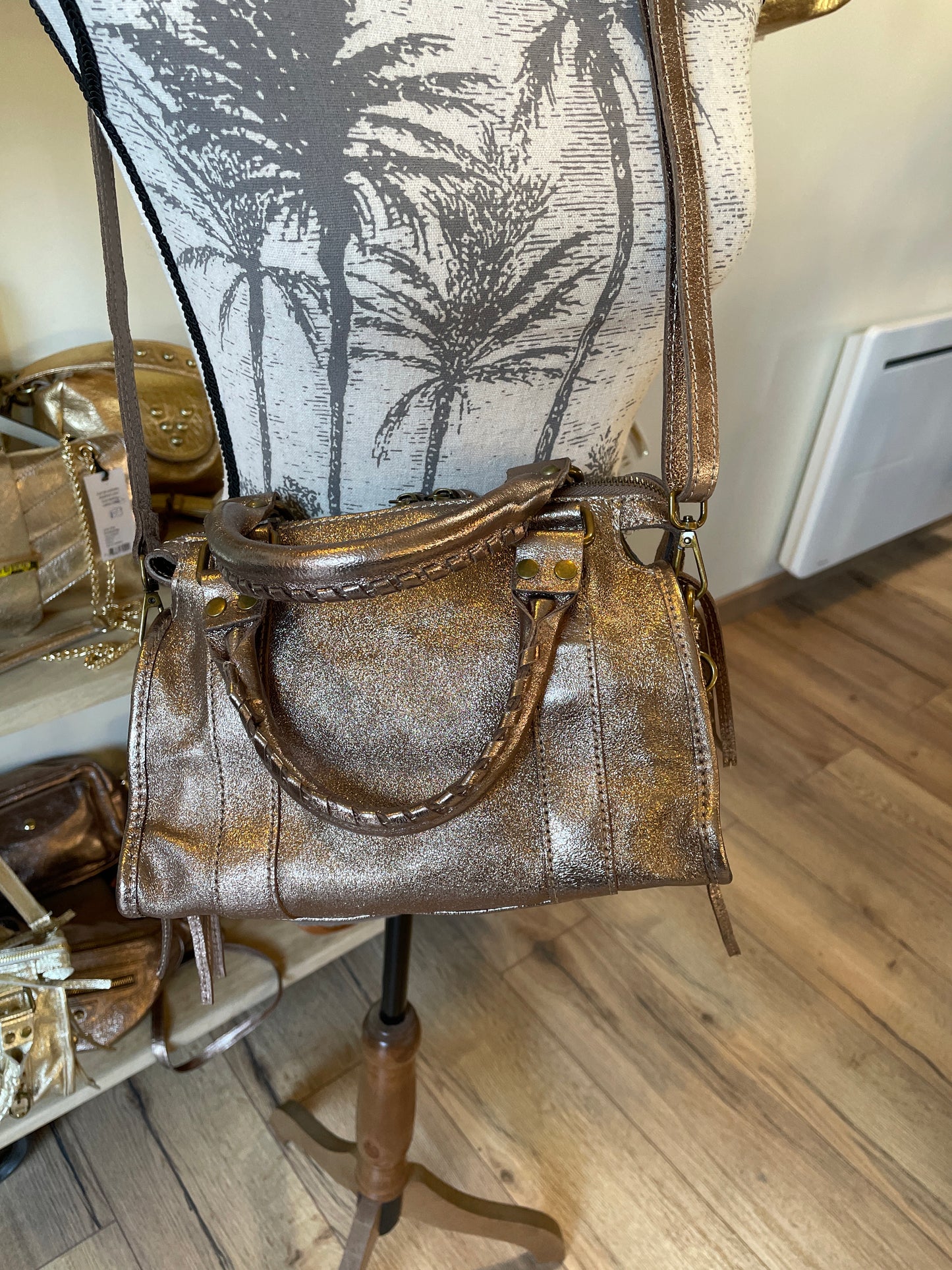 Sac Amandine mini en cuir irisé - Bronze