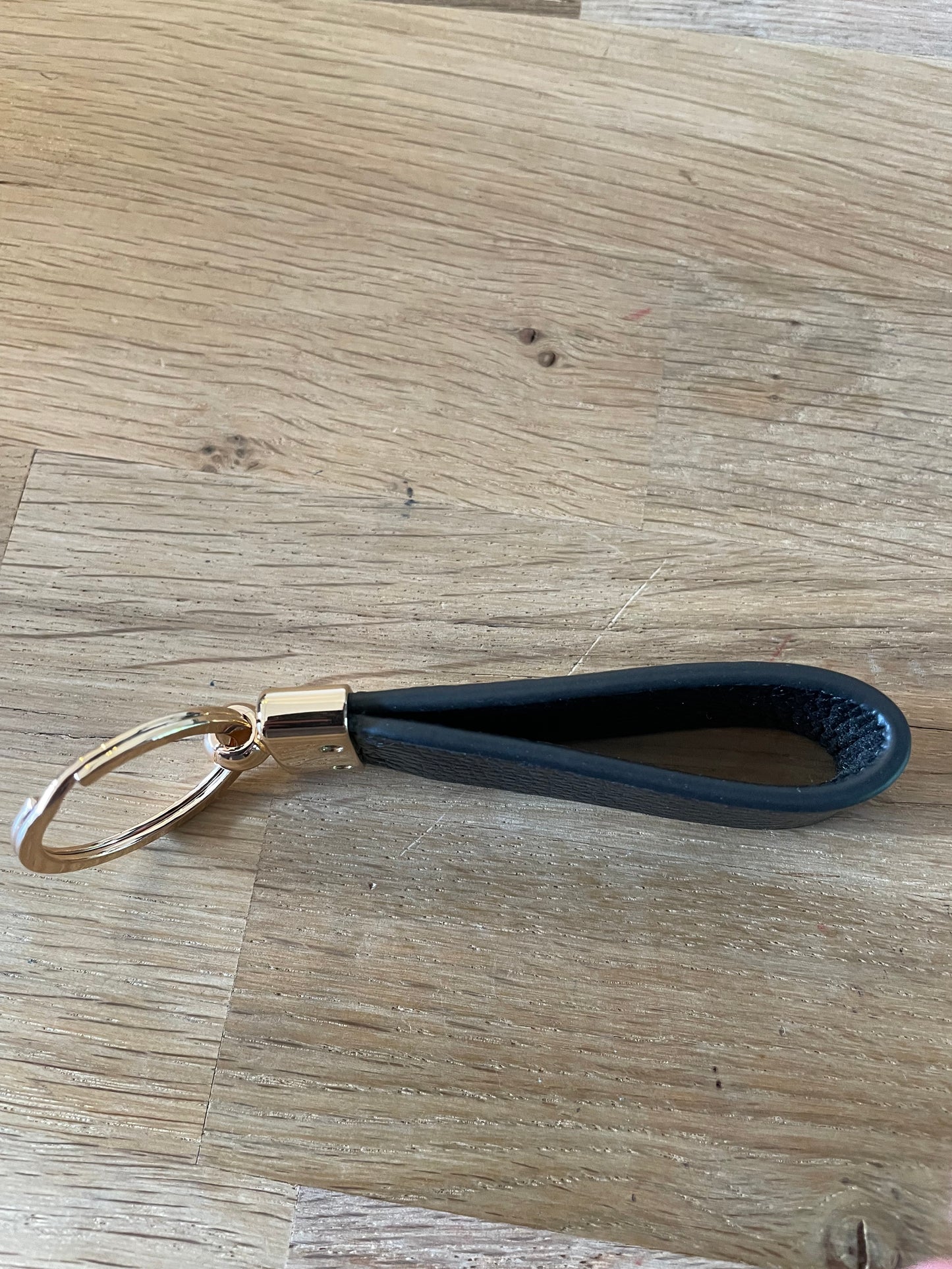 Porte clés en cuir noir Tradition - Étrier