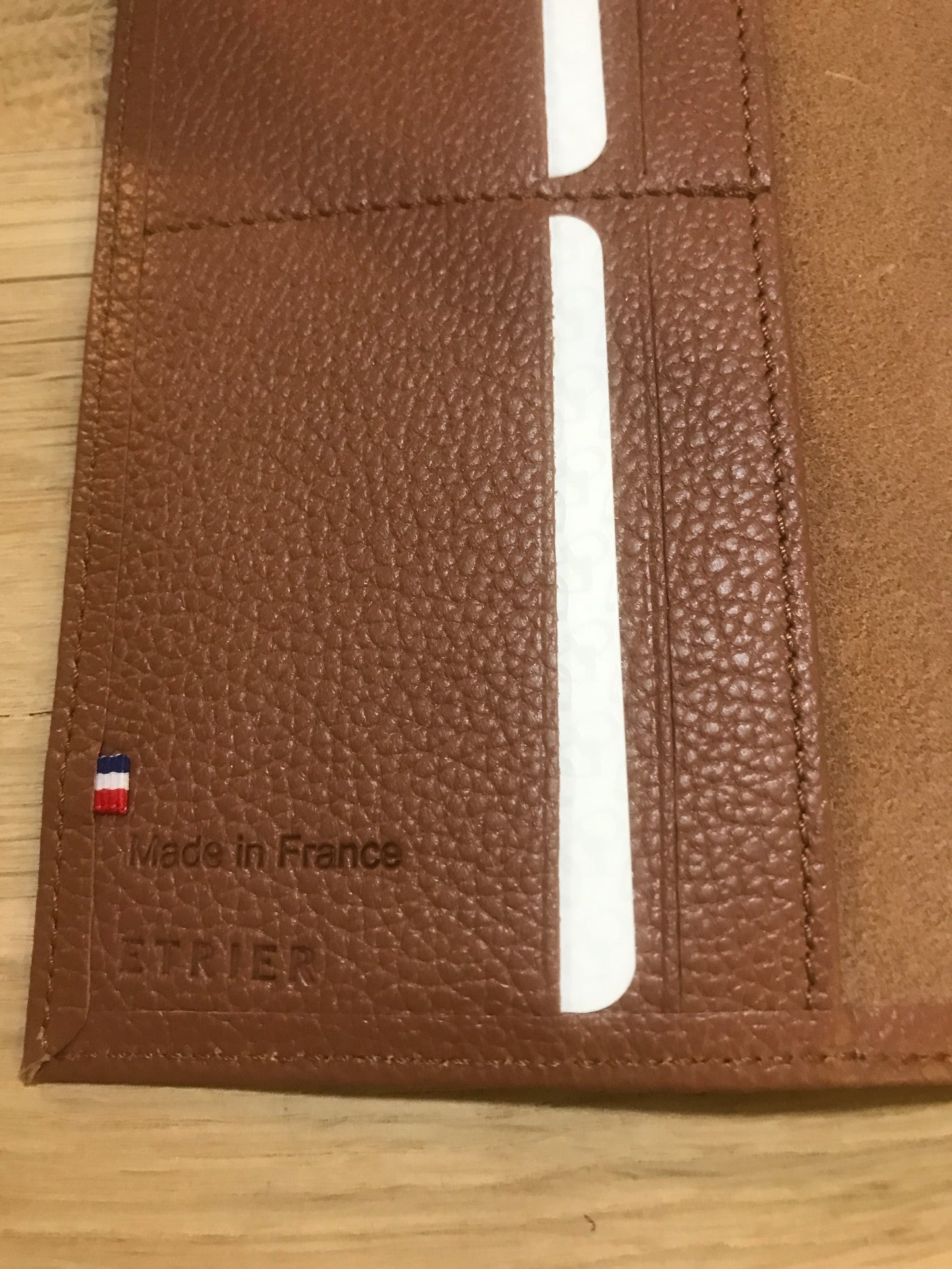 Porte-chéquier en cuir camel ligne Madras - Étrier