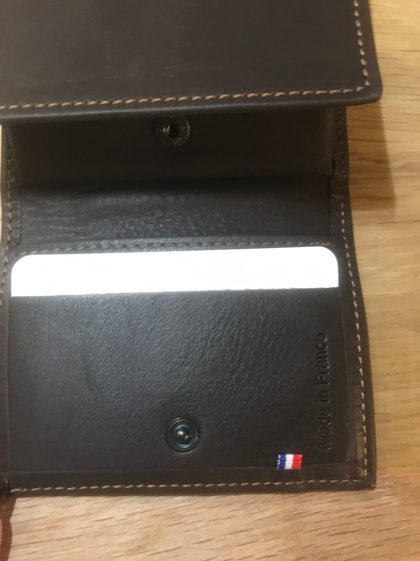 Porte-monnaie en cuir marron foncé /ligne Oil - Étrier