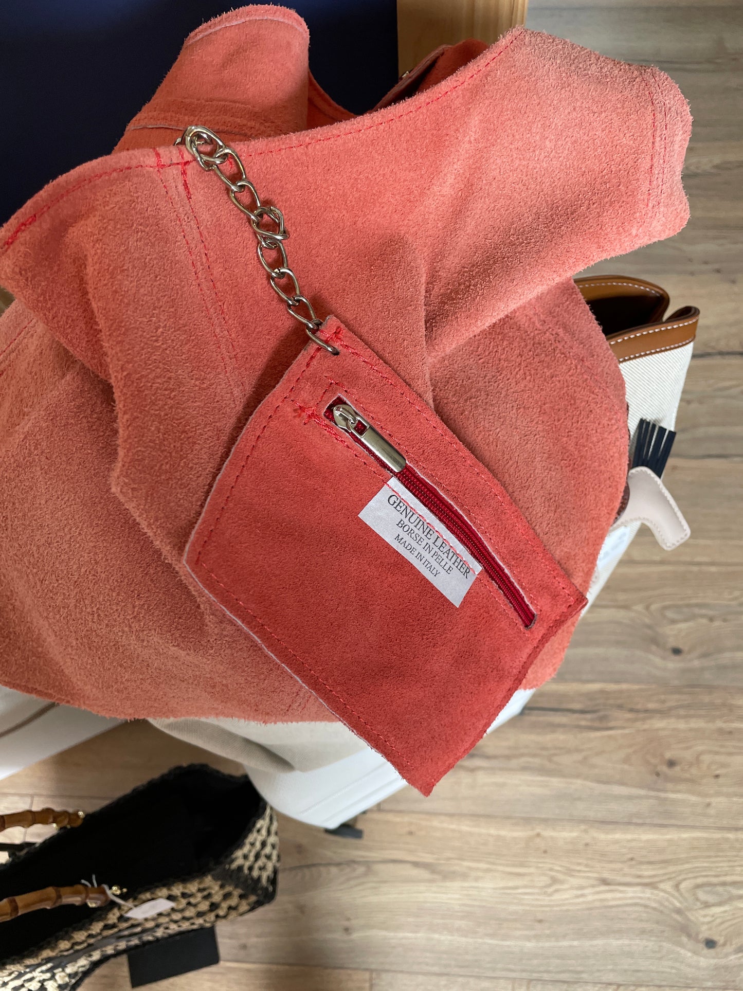 Sac fourre tout en daim corail