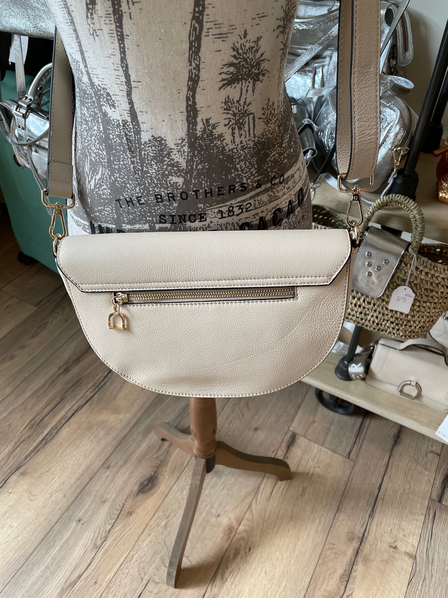 Sac bandoulière cuir Tradition coloris craie - Étrier
