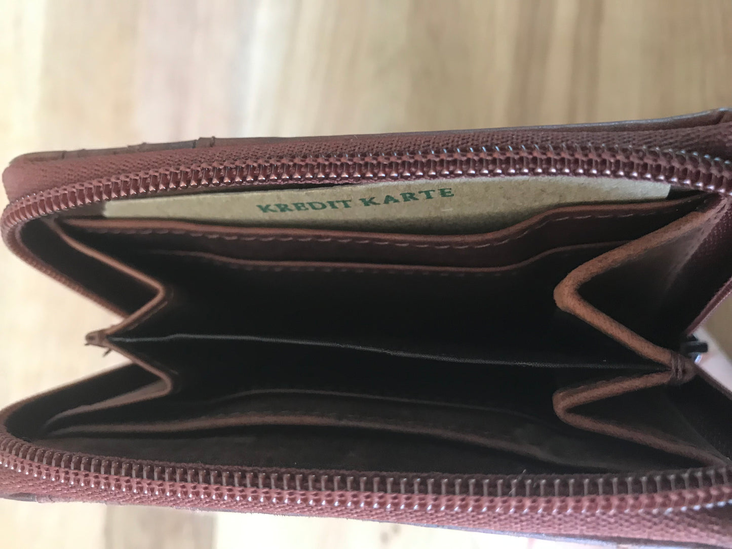 Porte monnaie /Porte cartes en cuir vintage GREEN WOOD