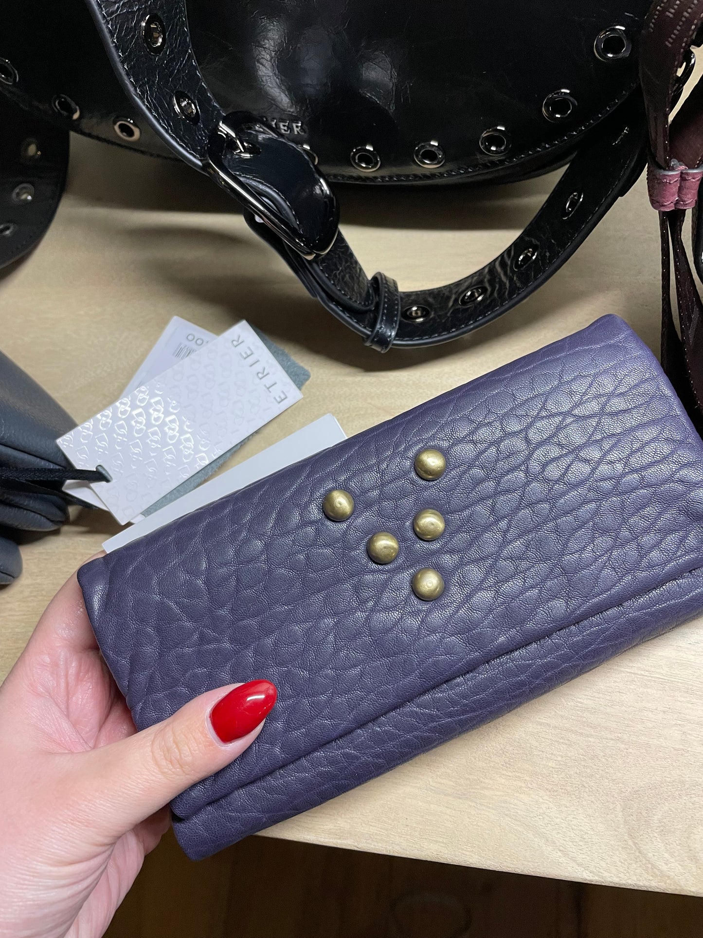 Trousse à bijoux en cuir deep purple - Virginie Darling