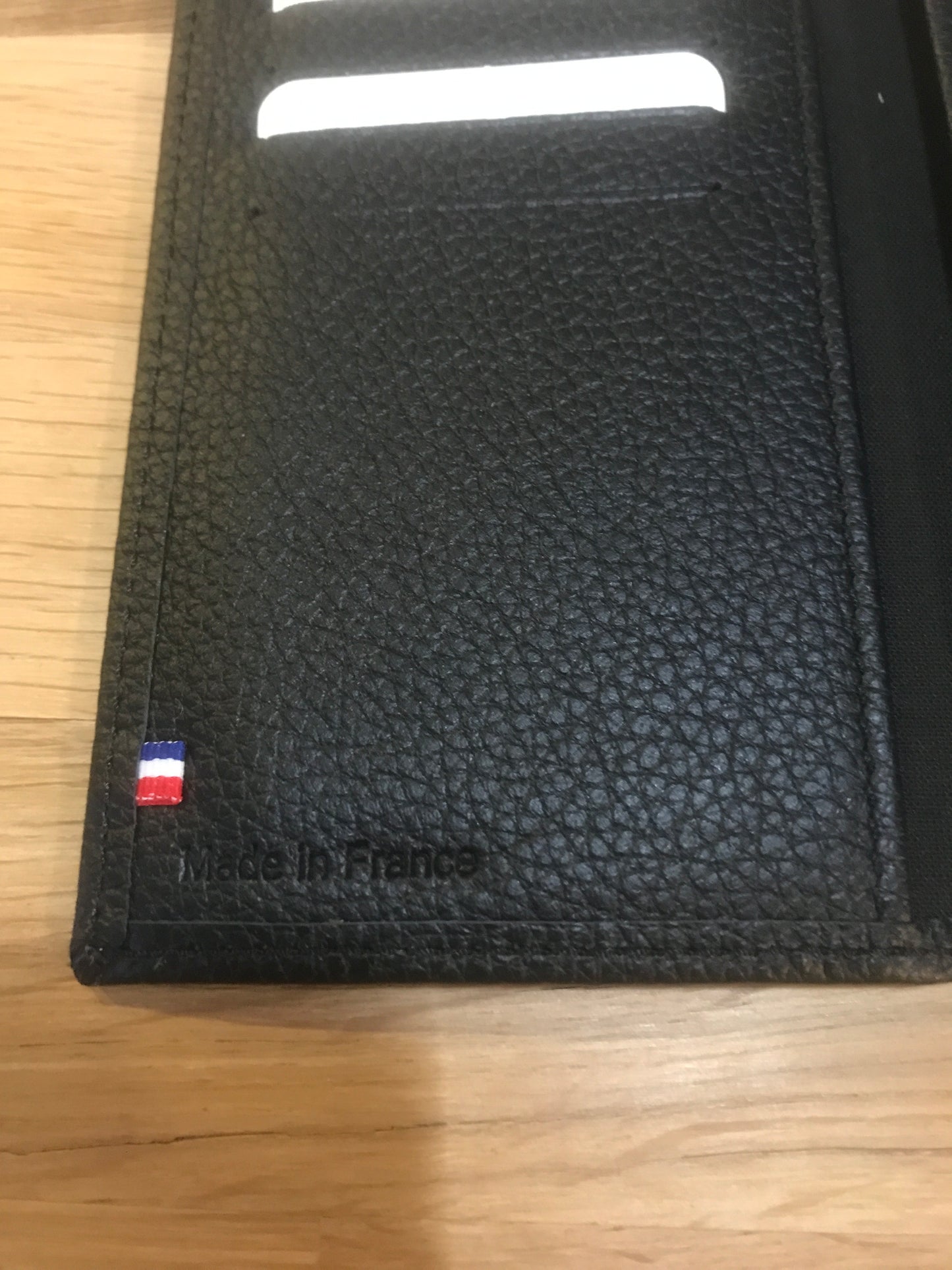 Porte-papiers/porte cartes en cuir noir ligne Madras - Étrier