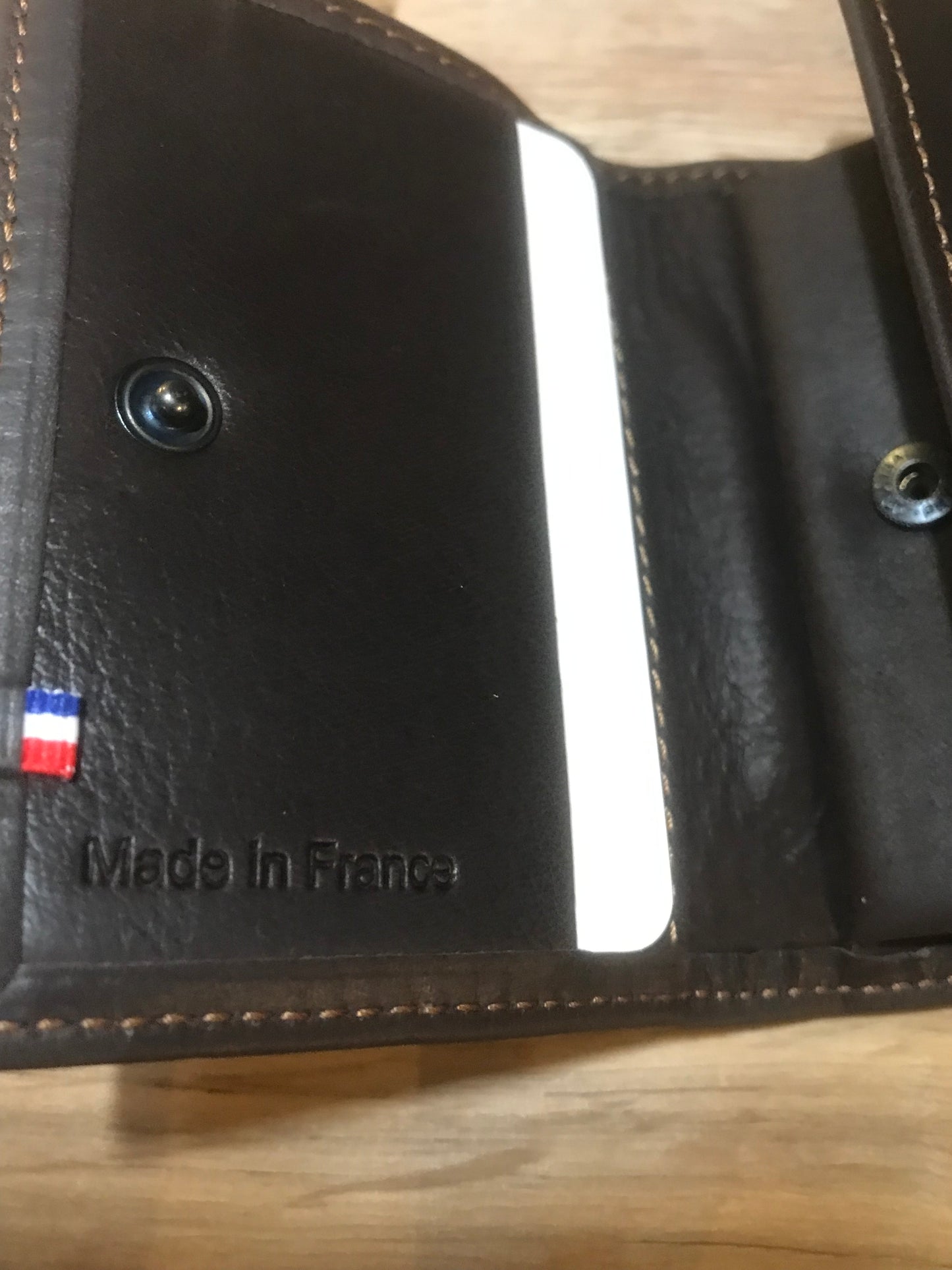 Porte-monnaie en cuir marron foncé /ligne Oil - Étrier