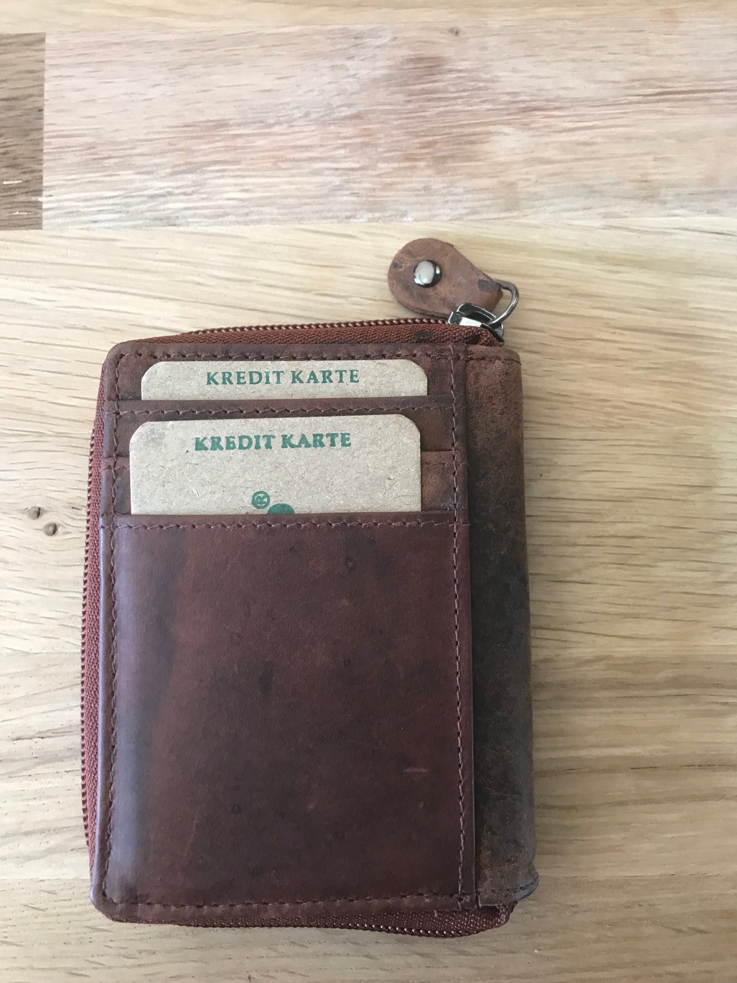 Porte monnaie /Porte cartes en cuir vintage GREEN WOOD