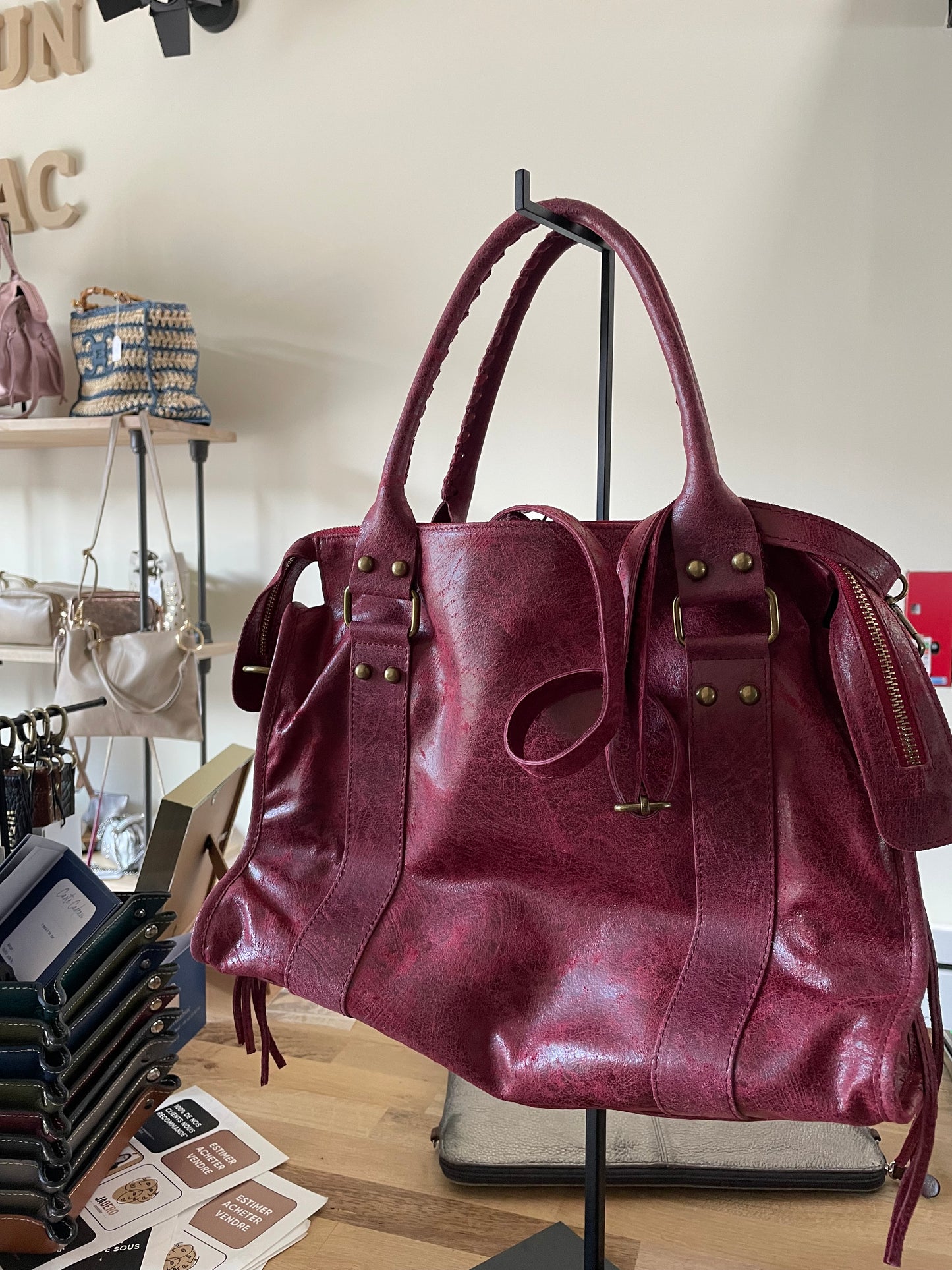 Sac Amandine bordeaux mat grand format