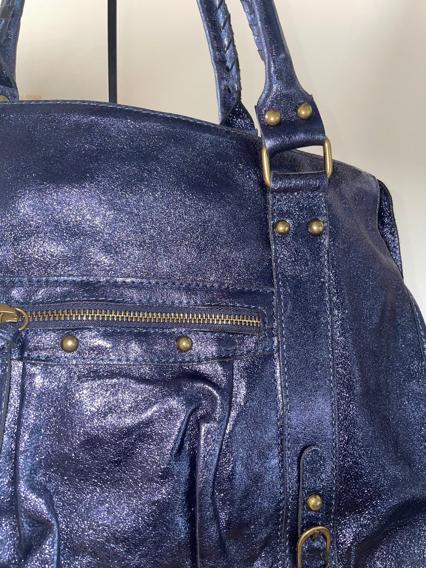 Sac Amandine bleu marine irisé grand format
