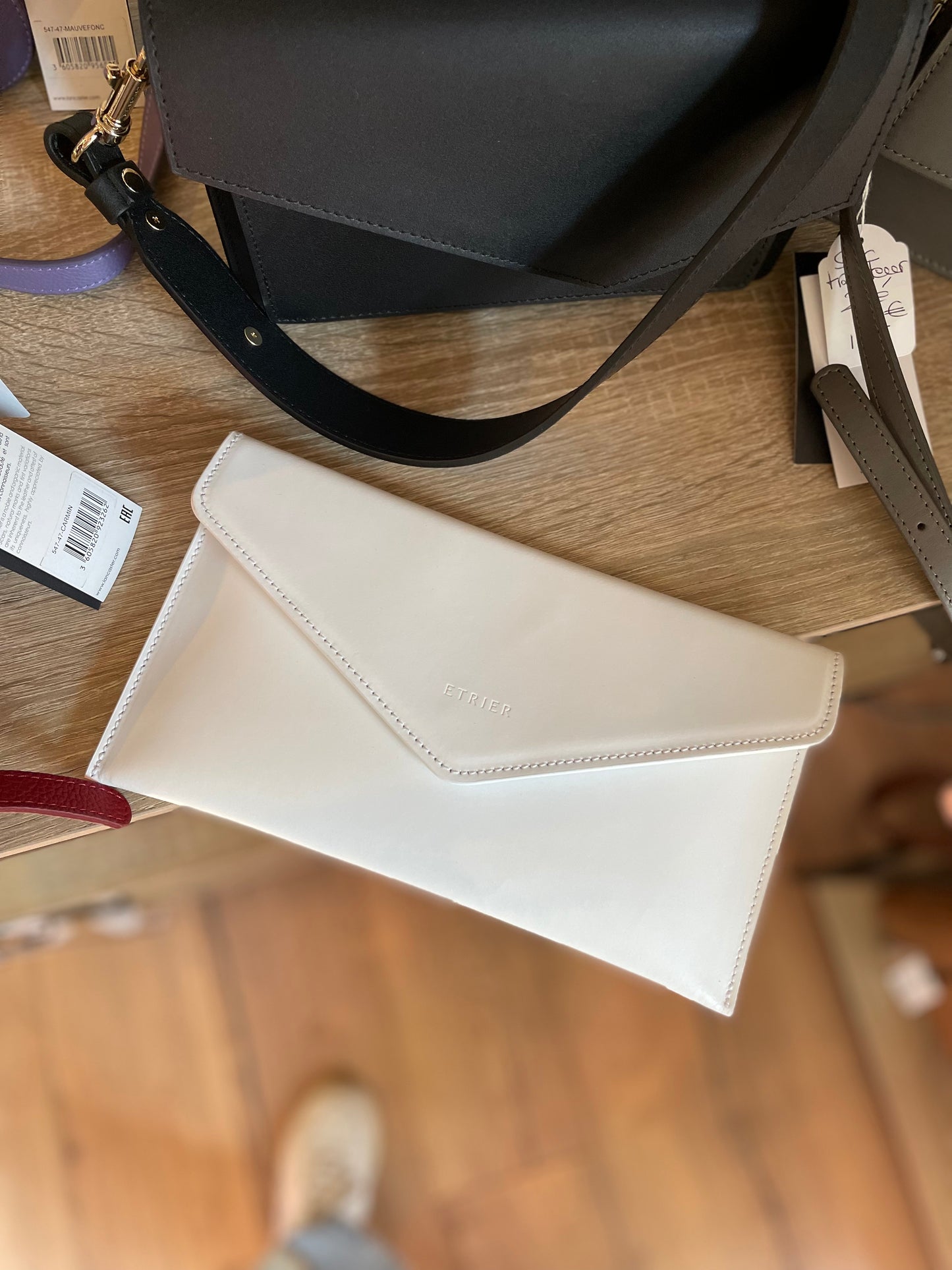 Pochette / Sac de soirée en cuir blanc Etrier