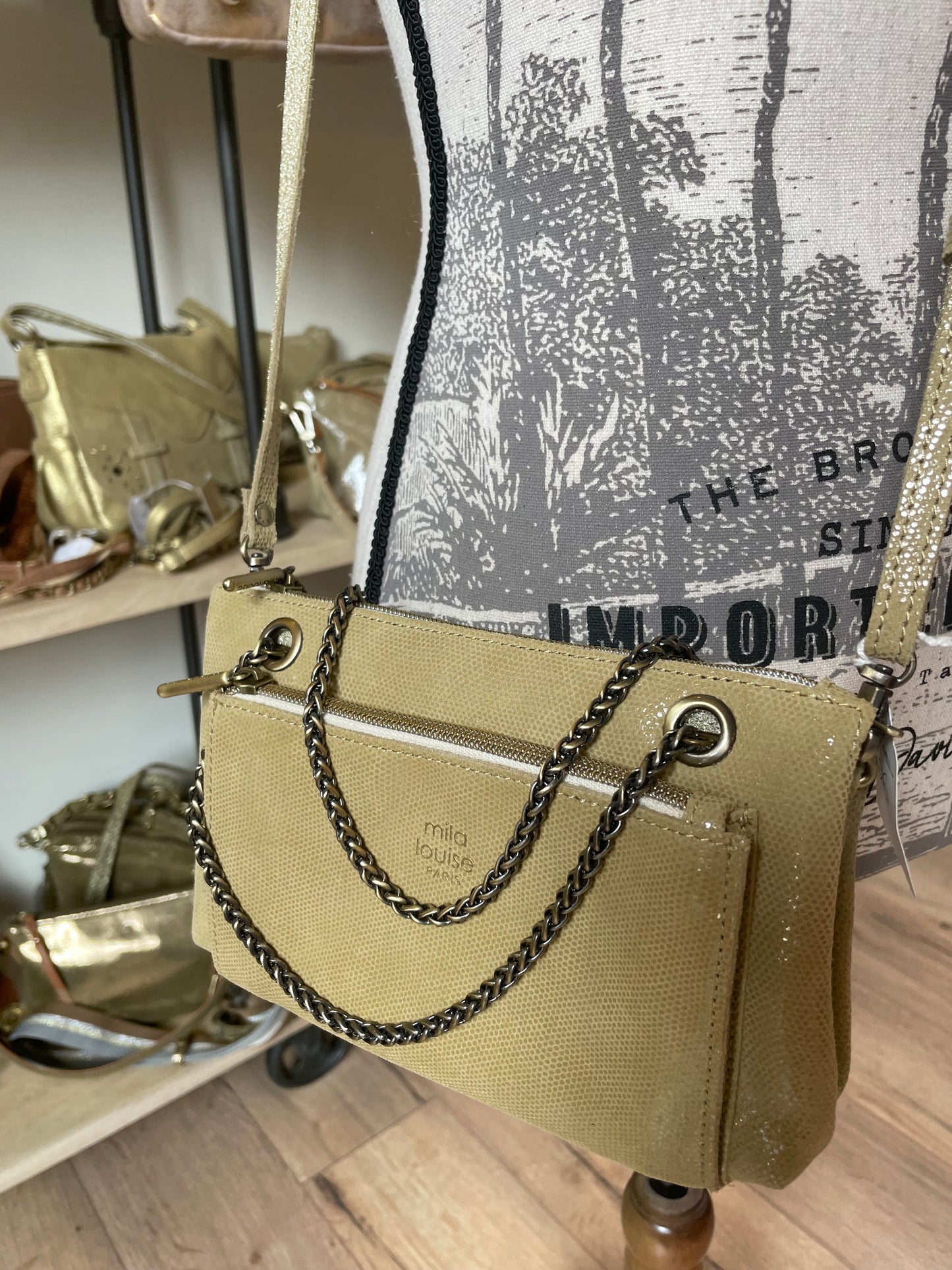 Petit sac trotteur en cuir Gold Mila Louise (ligne Palom Bav)