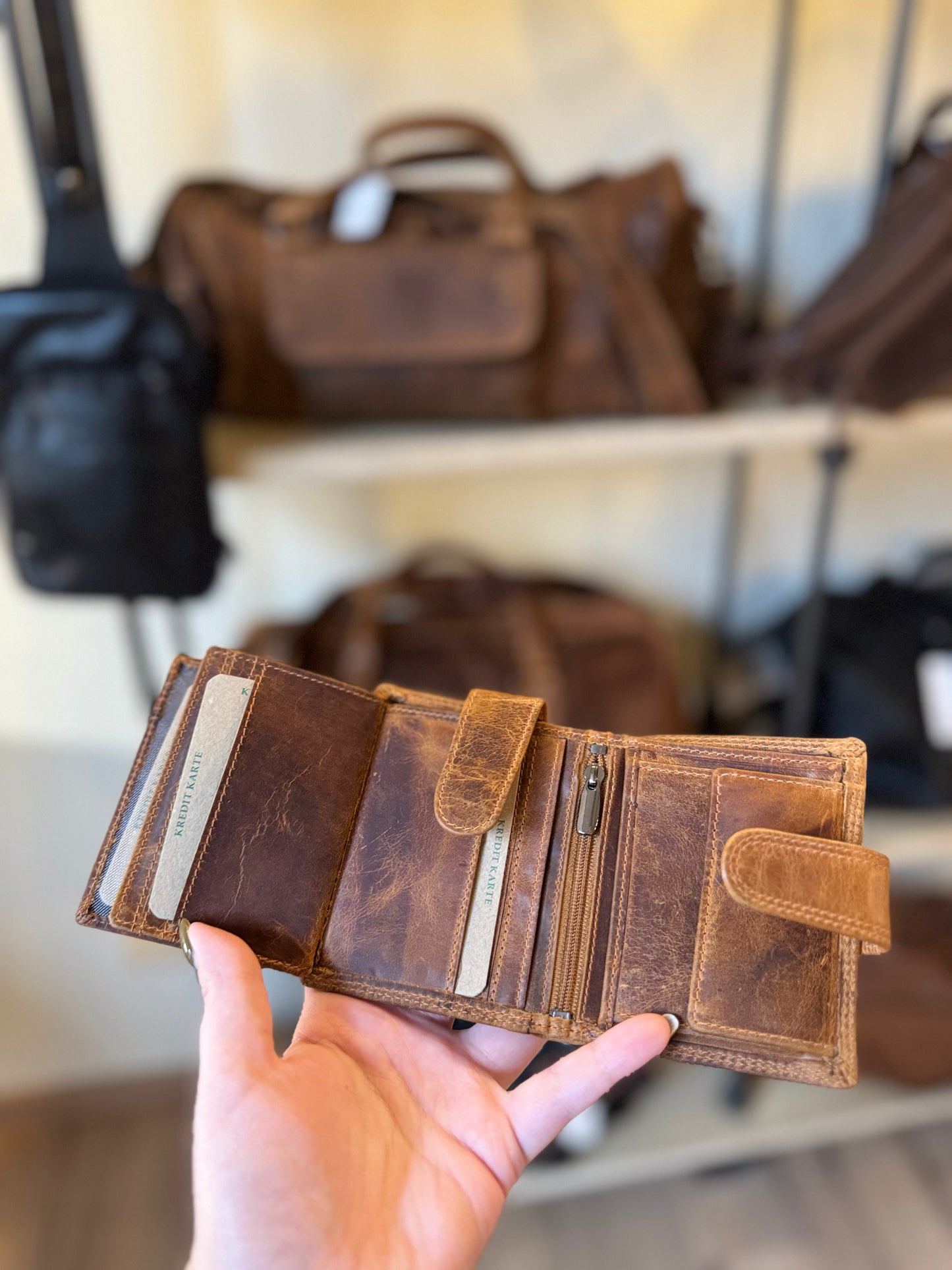 Petit portefeuille en cuir vintage GREEN WOOD