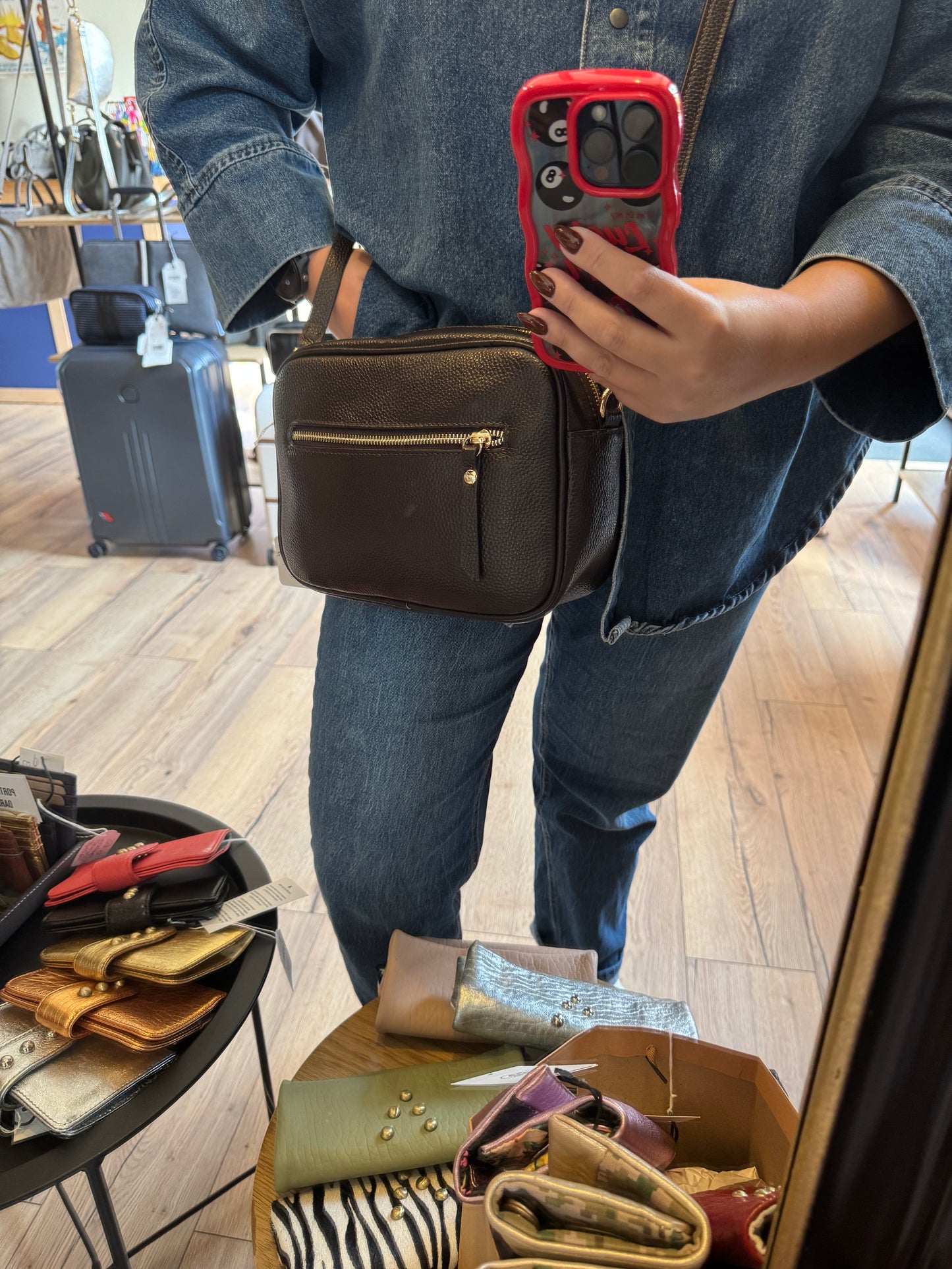 Sac MARINA en cuir grainé coloris brun